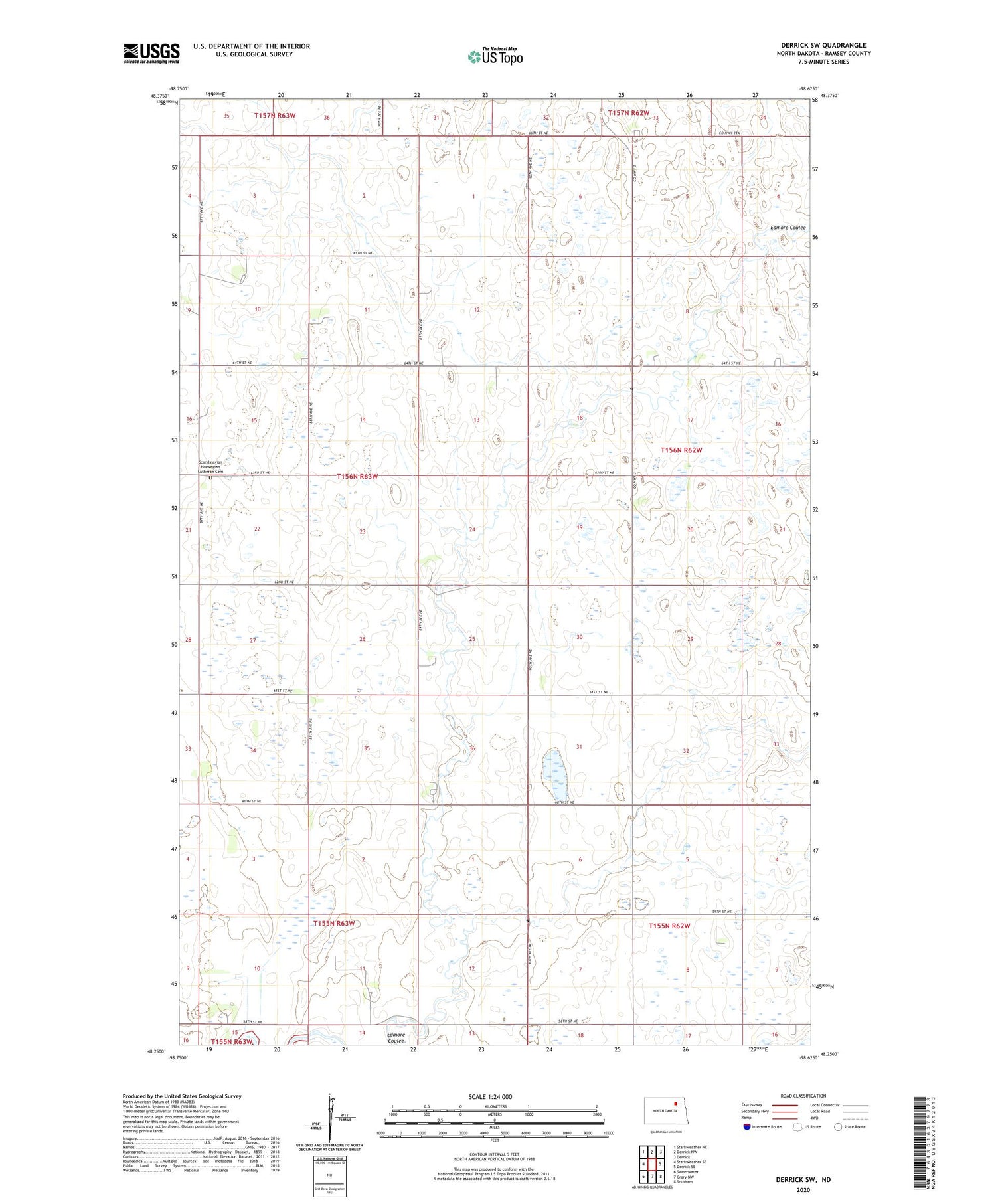 Derrick SW North Dakota US Topo Map Image