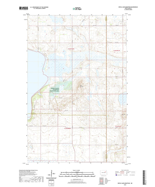 Devils Lake Mountain North Dakota US Topo Map Image