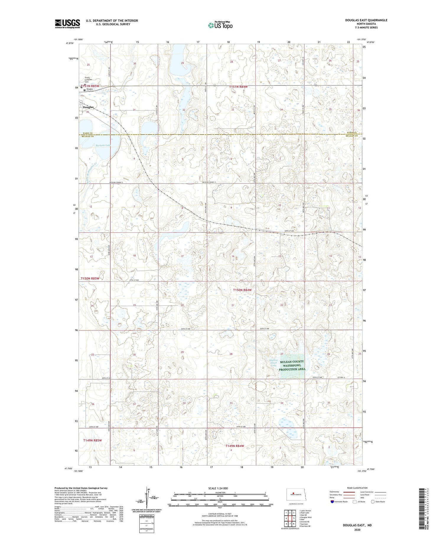 Douglas East North Dakota US Topo Map Image