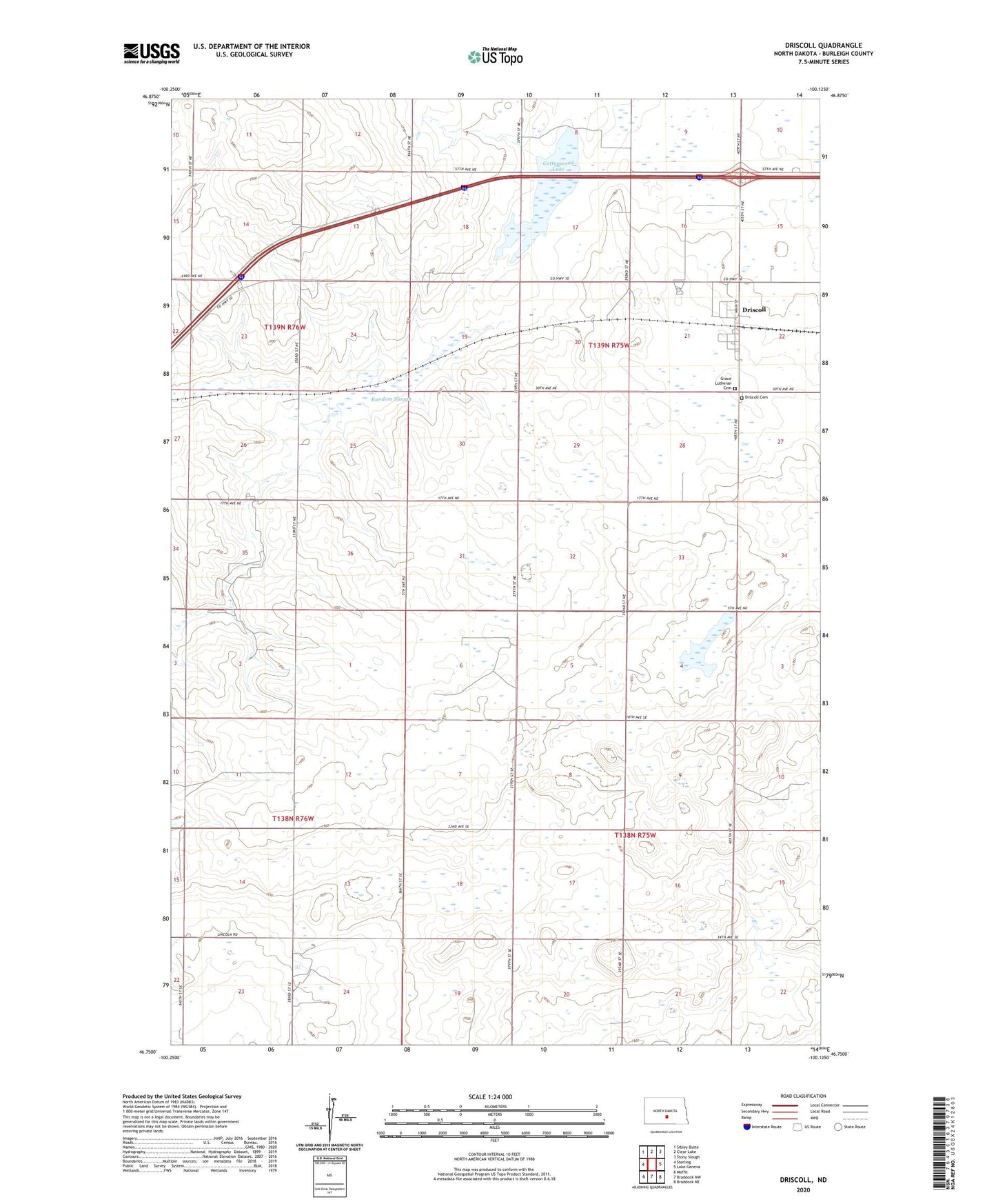 Driscoll North Dakota US Topo Map Image