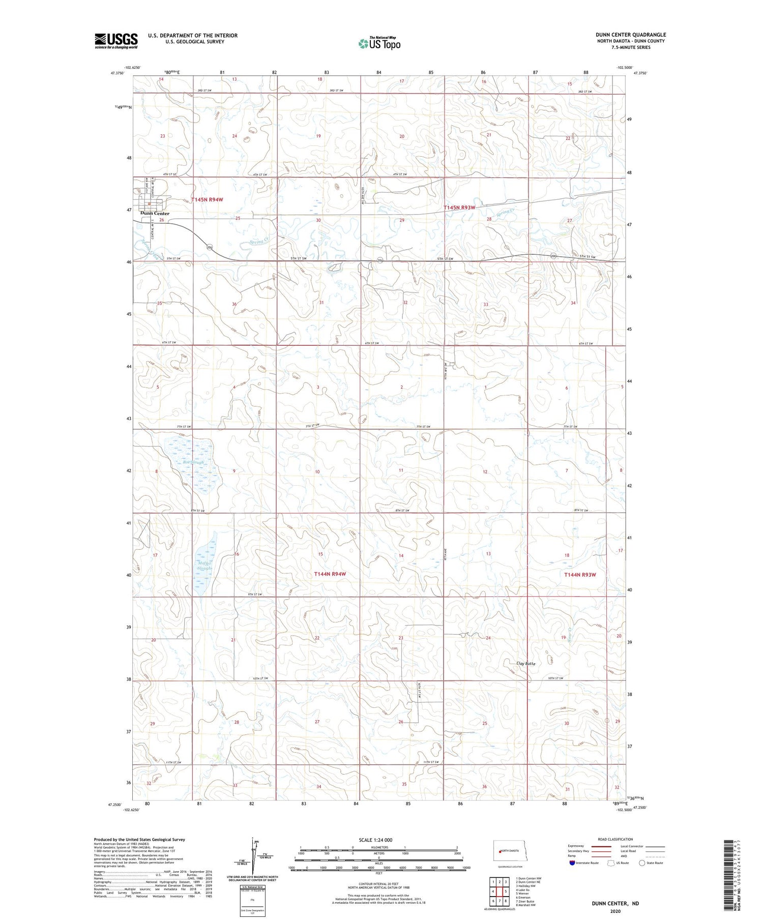 Dunn Center North Dakota US Topo Map Image