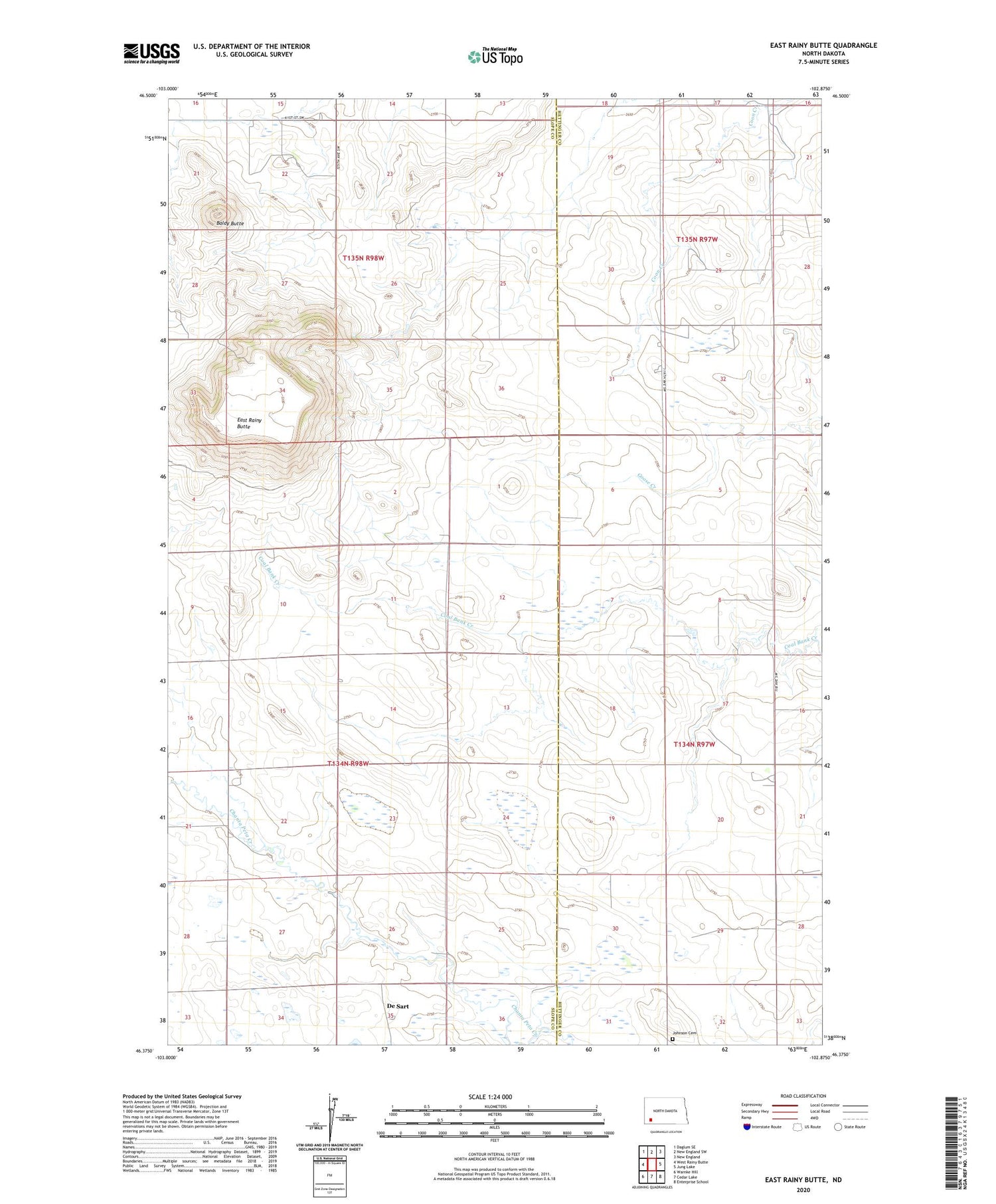 East Rainy Butte North Dakota US Topo Map Image