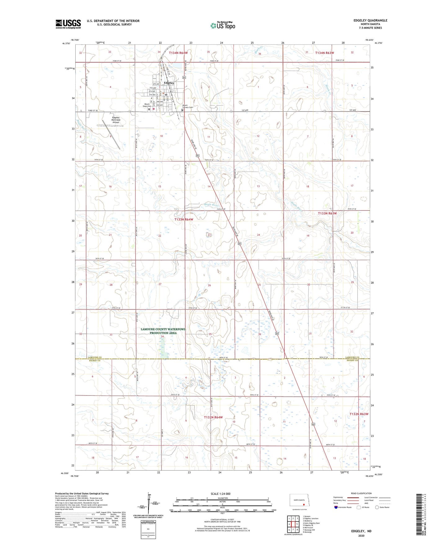Edgeley North Dakota US Topo Map Image