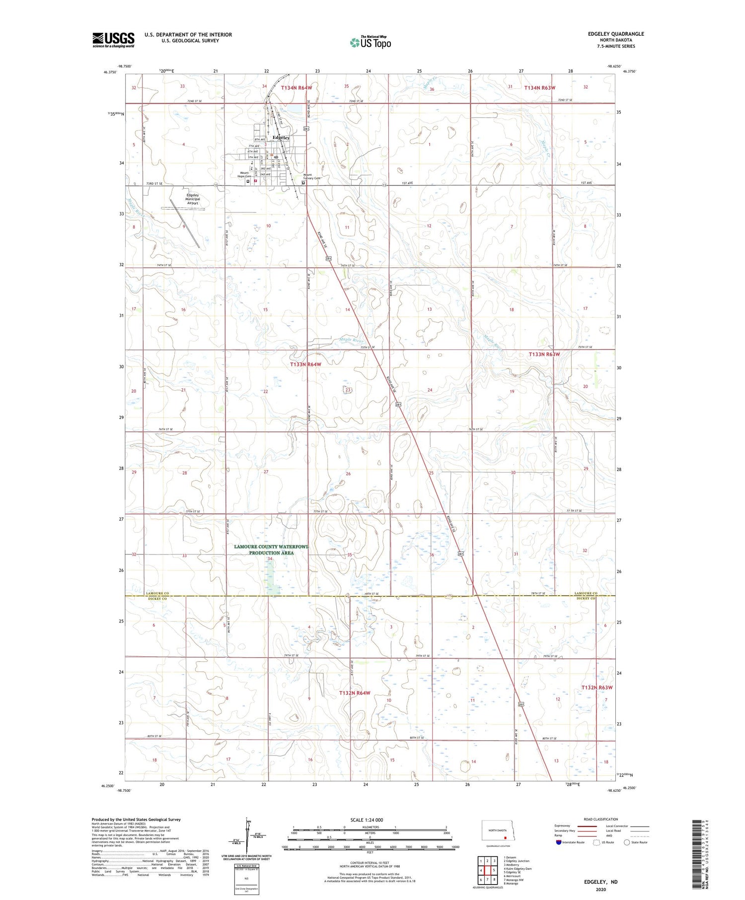 Edgeley North Dakota US Topo Map Image