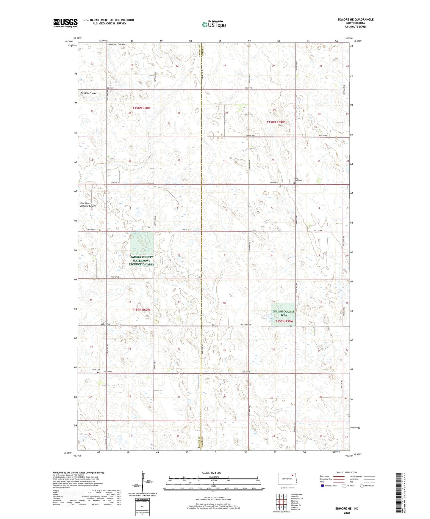 Edmore NE North Dakota US Topo Map Image