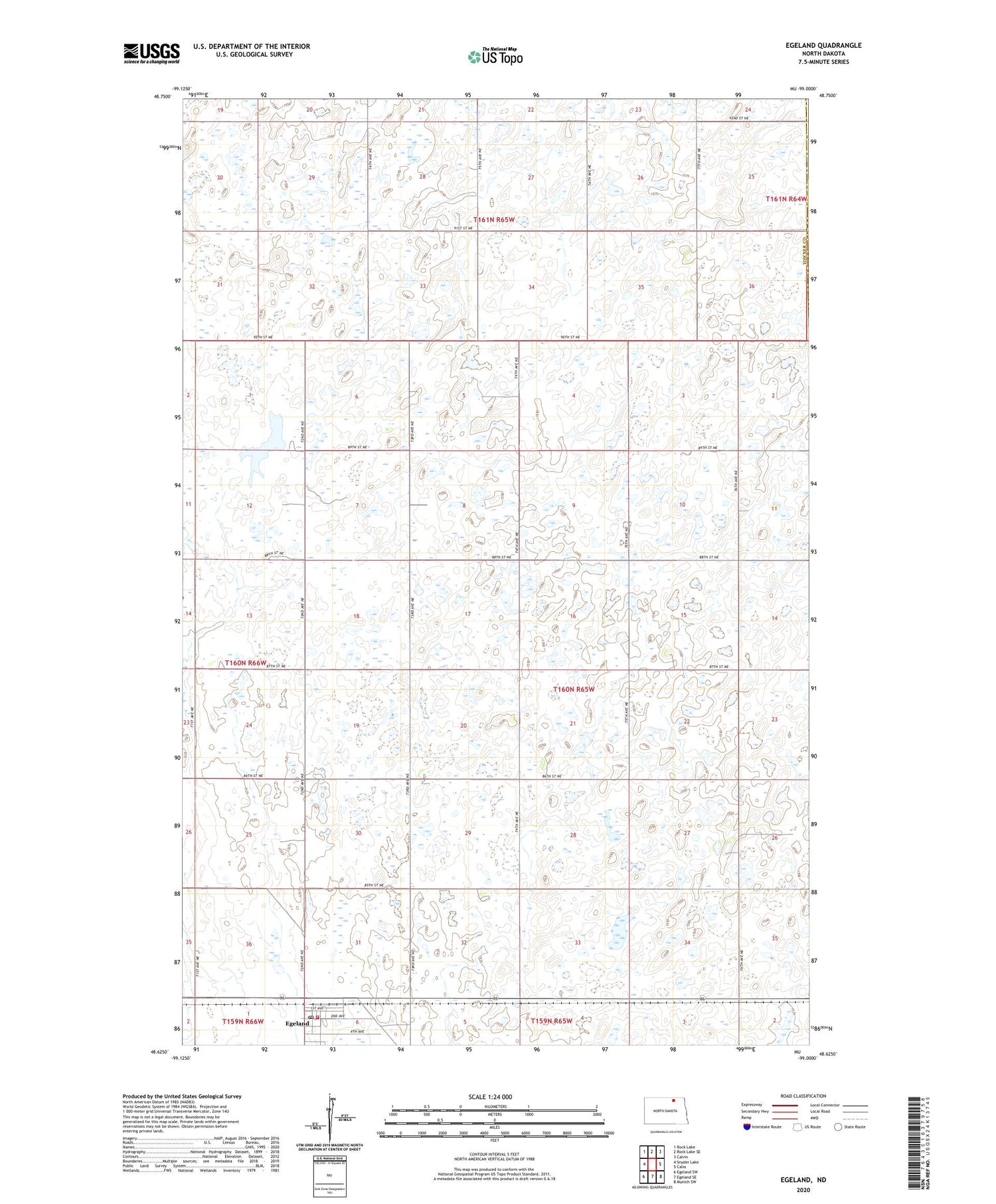Egeland North Dakota US Topo Map Image
