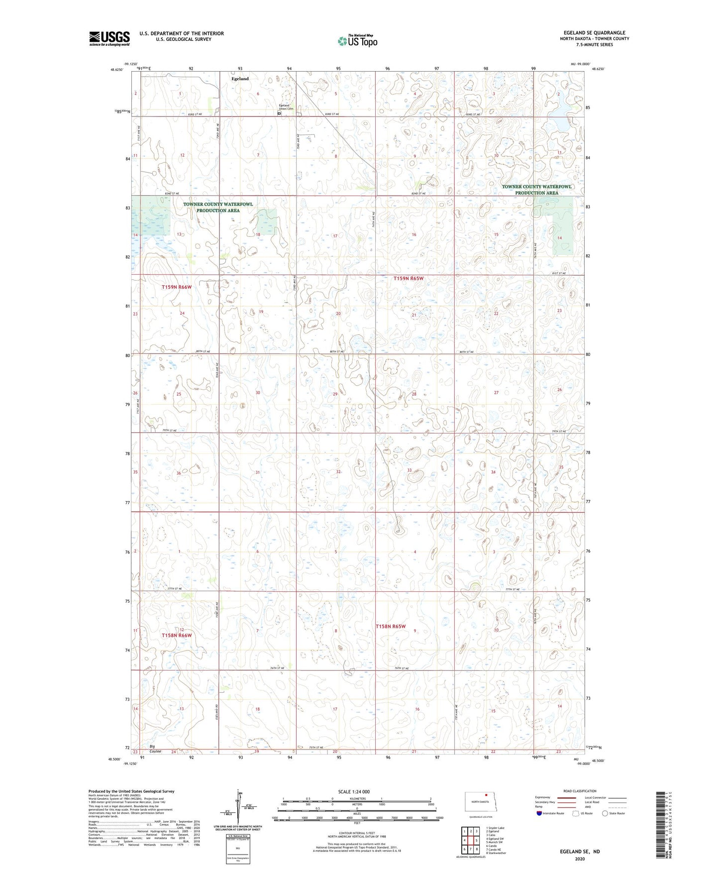 Egeland SE North Dakota US Topo Map Image
