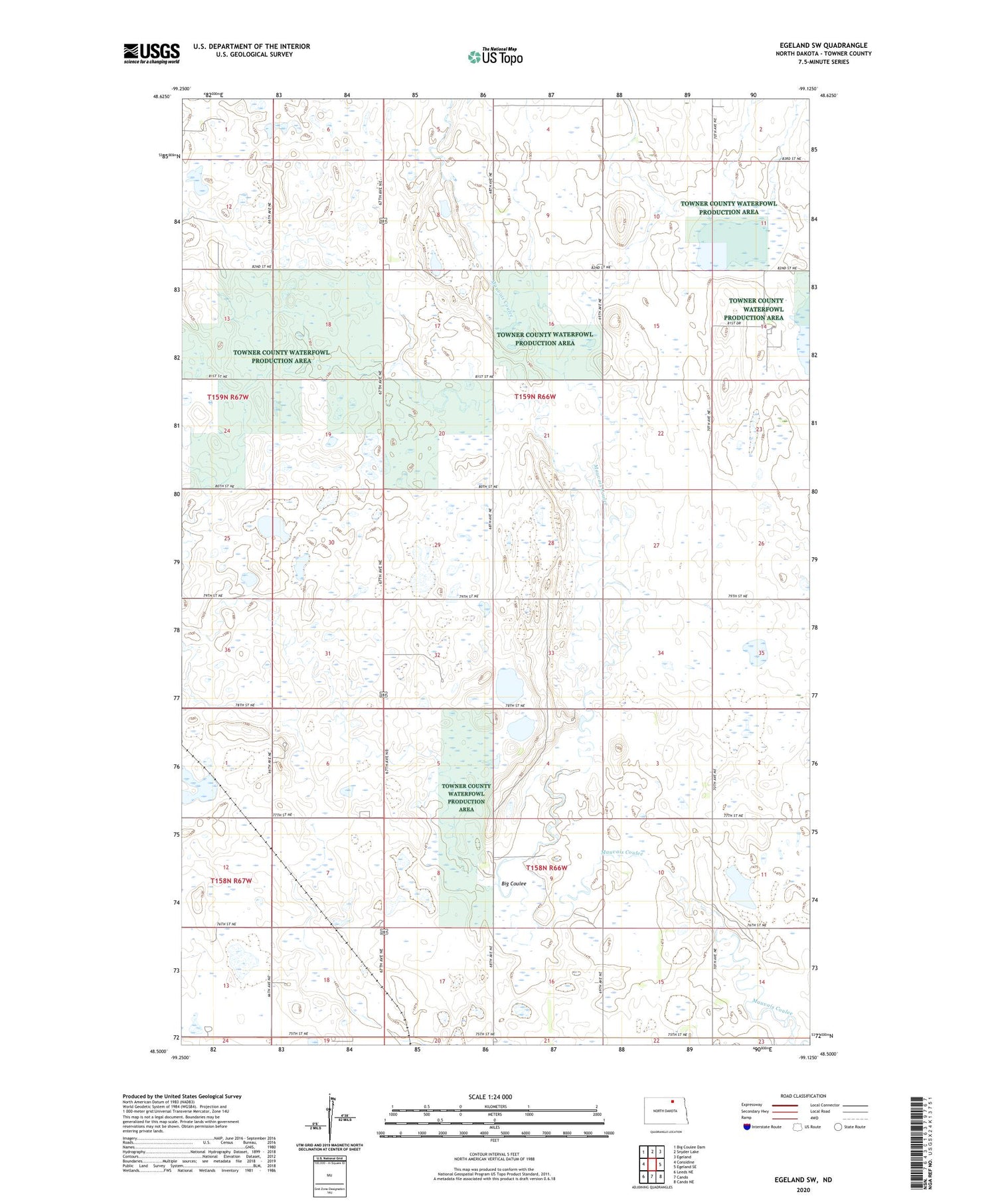Egeland SW North Dakota US Topo Map Image