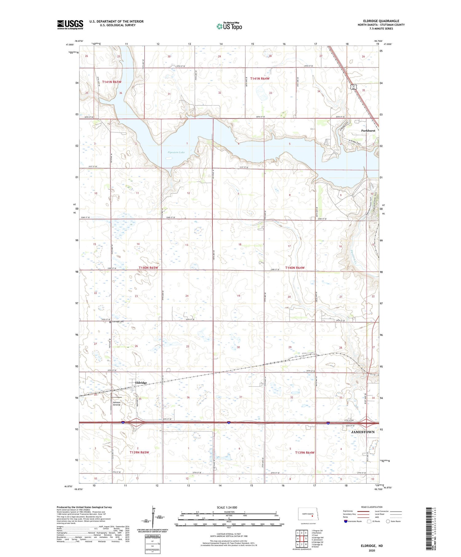 Eldridge North Dakota US Topo Map Image