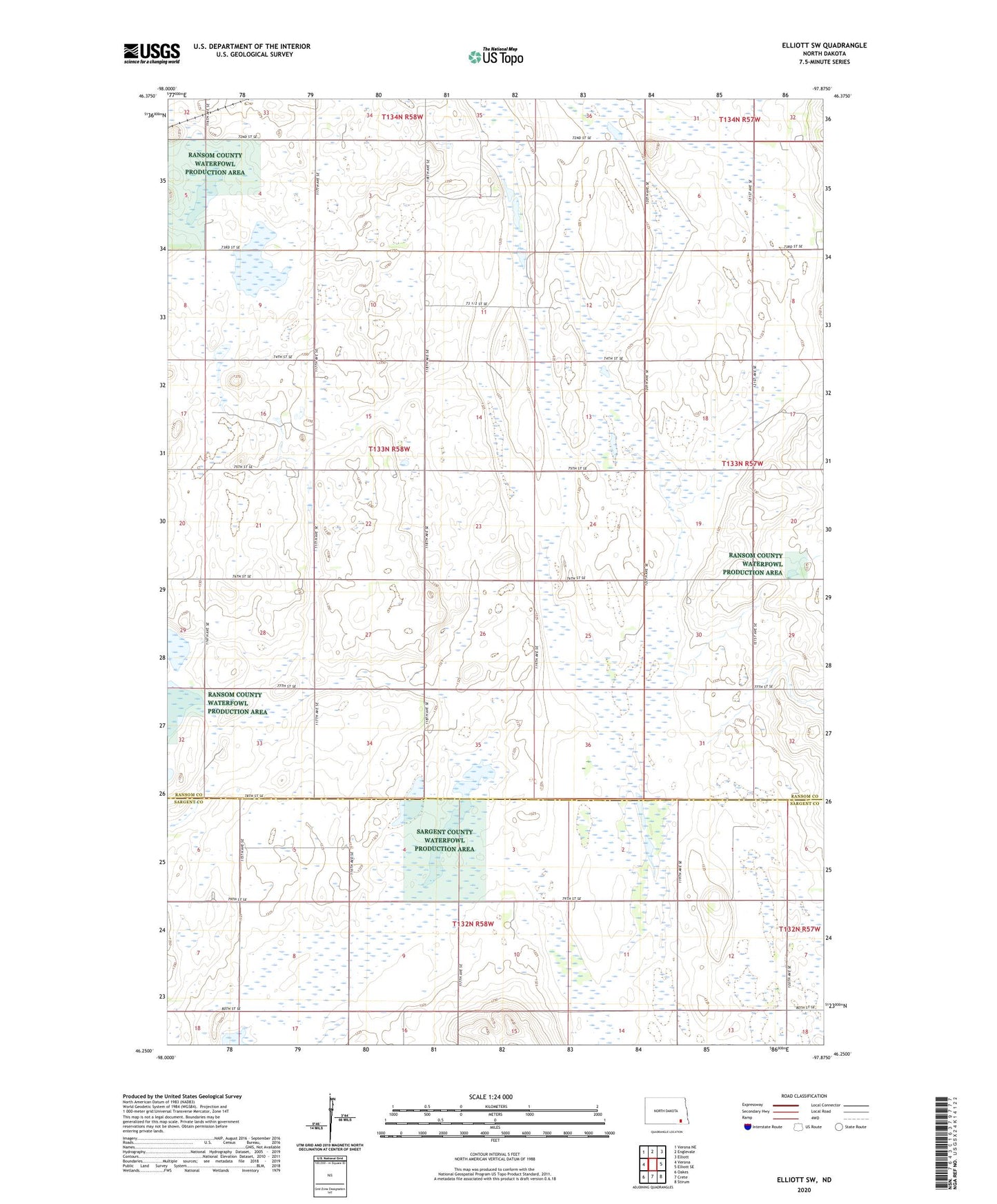 Elliott SW North Dakota US Topo Map Image