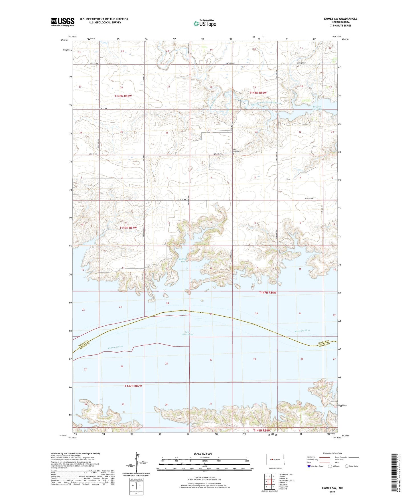 Emmet SW North Dakota US Topo Map Image