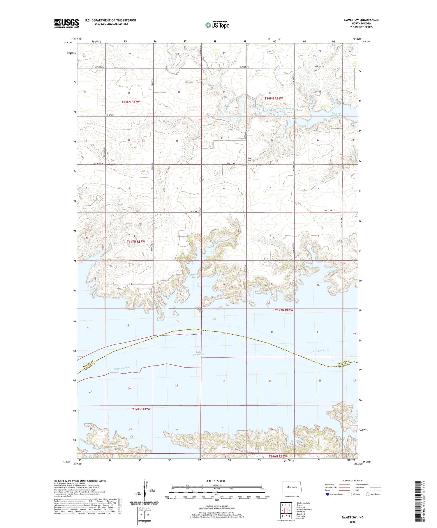 Emmet SW North Dakota US Topo Map Image