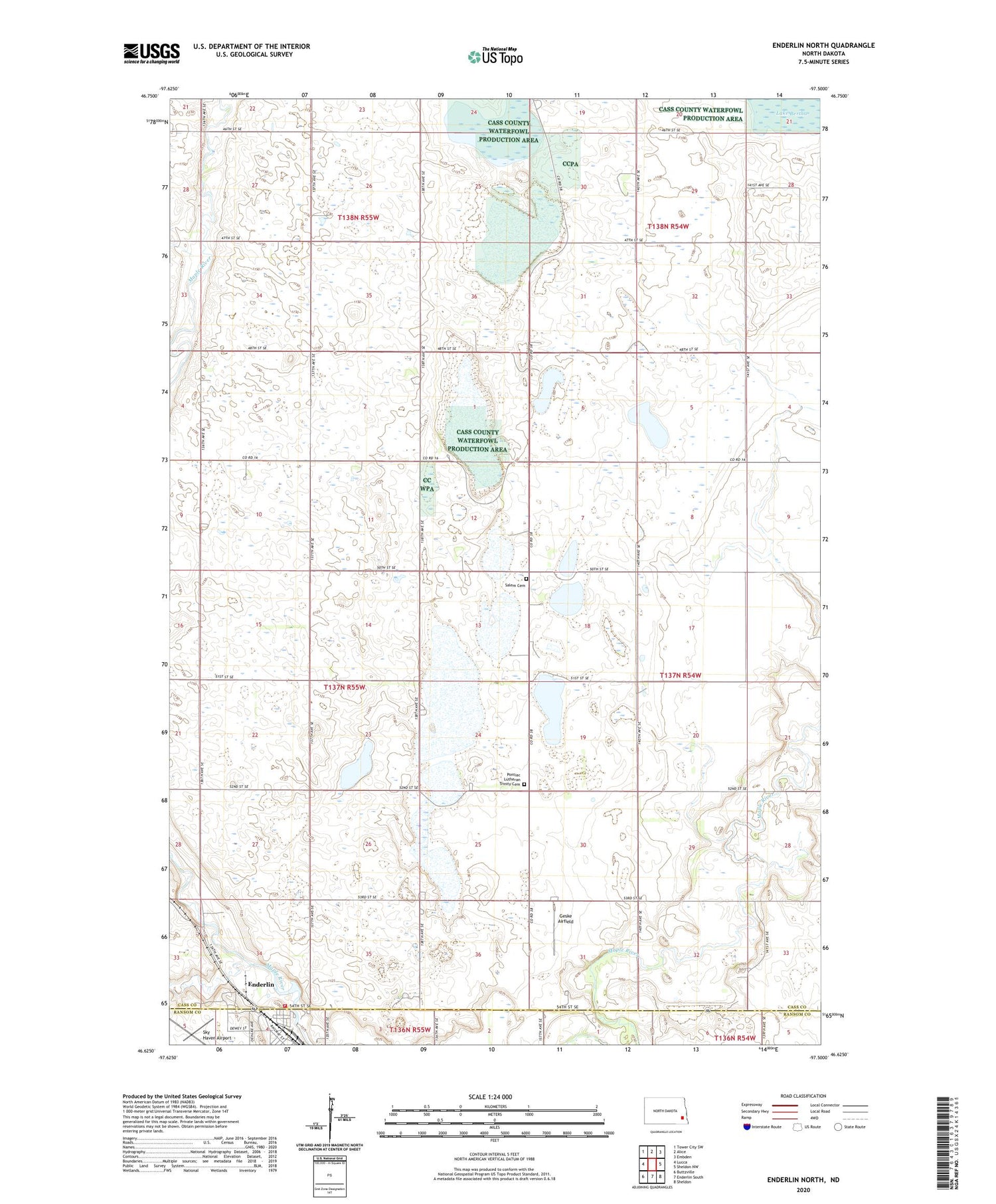 Enderlin North North Dakota US Topo Map Image