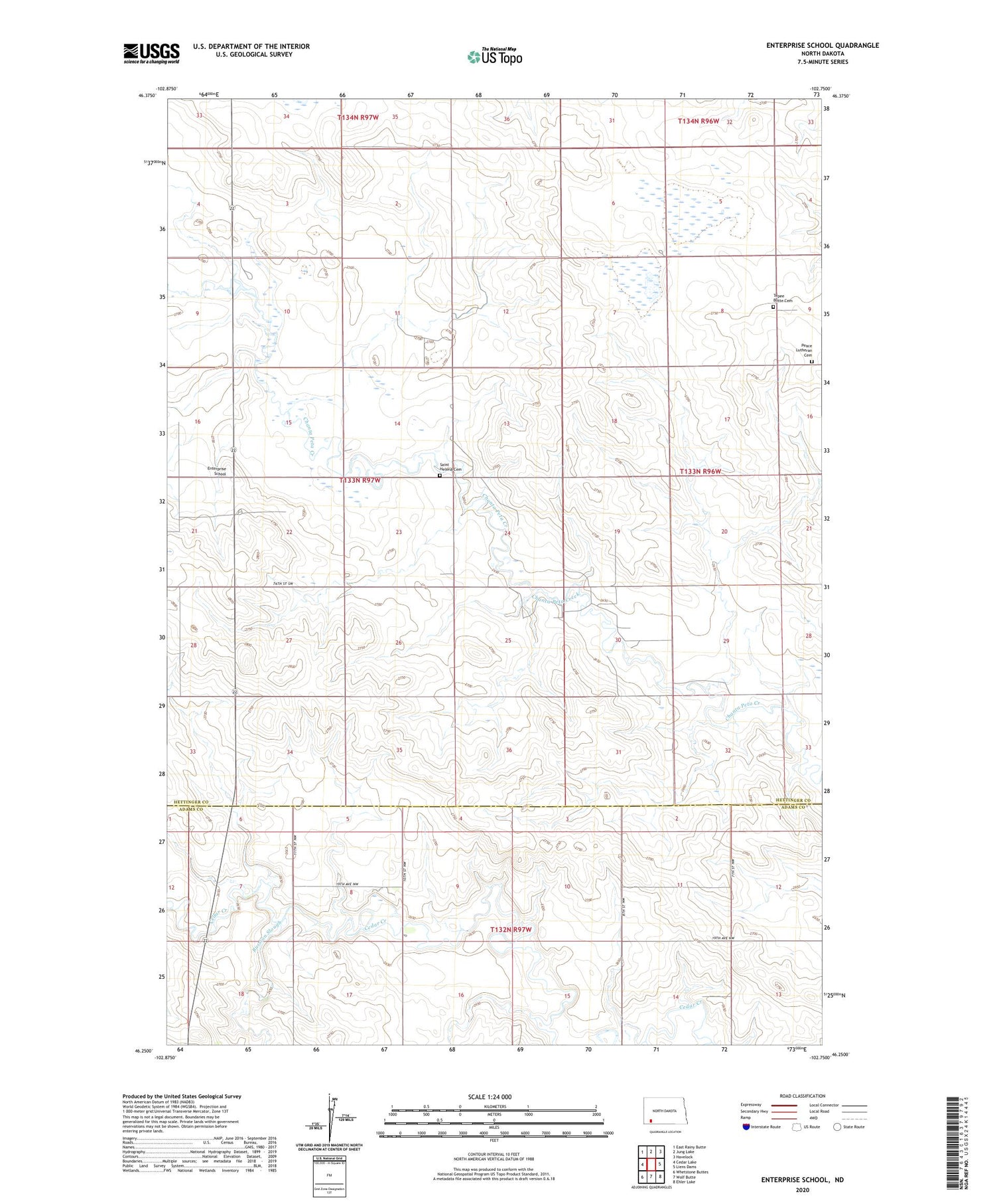Enterprise School North Dakota US Topo Map Image