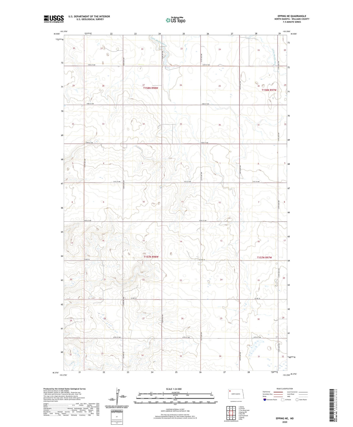 Epping NE North Dakota US Topo Map Image