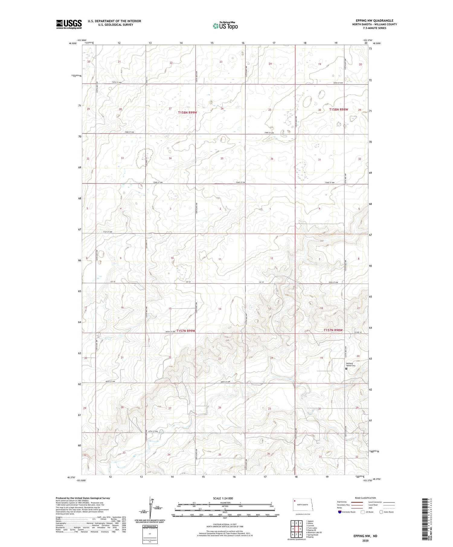 Epping NW North Dakota US Topo Map Image