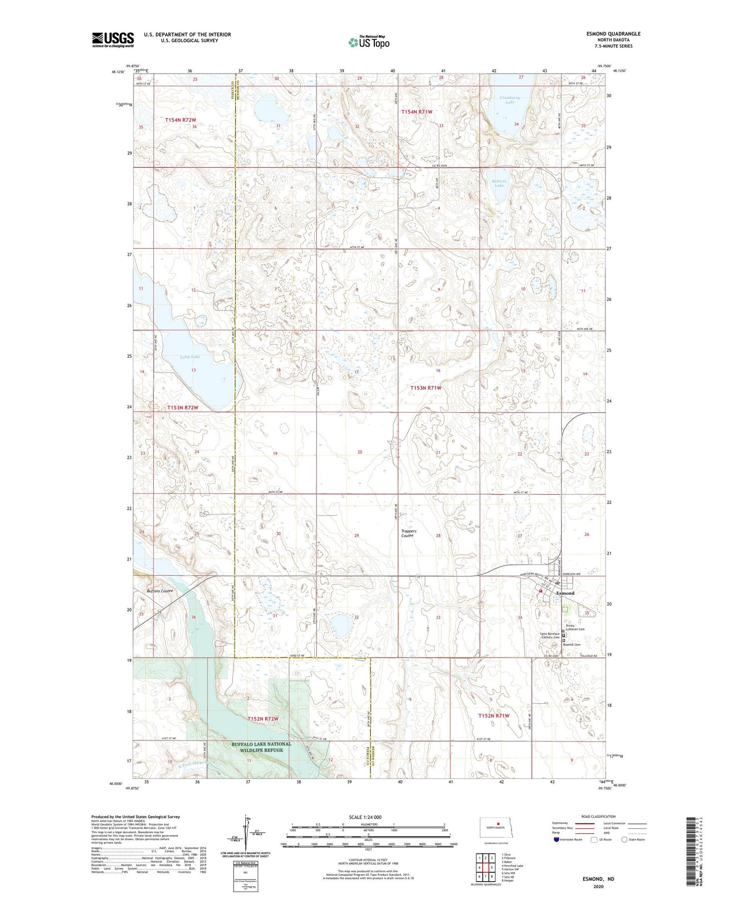 Esmond North Dakota US Topo Map Image