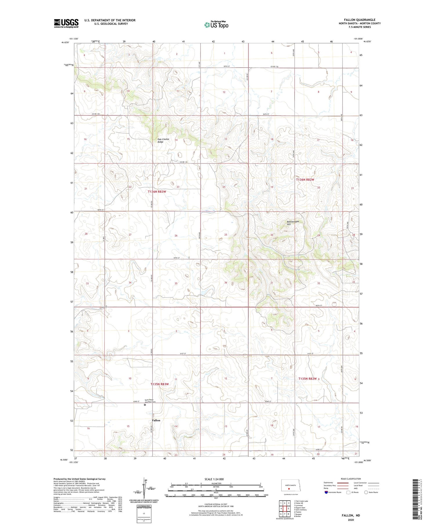 Fallon North Dakota US Topo Map Image