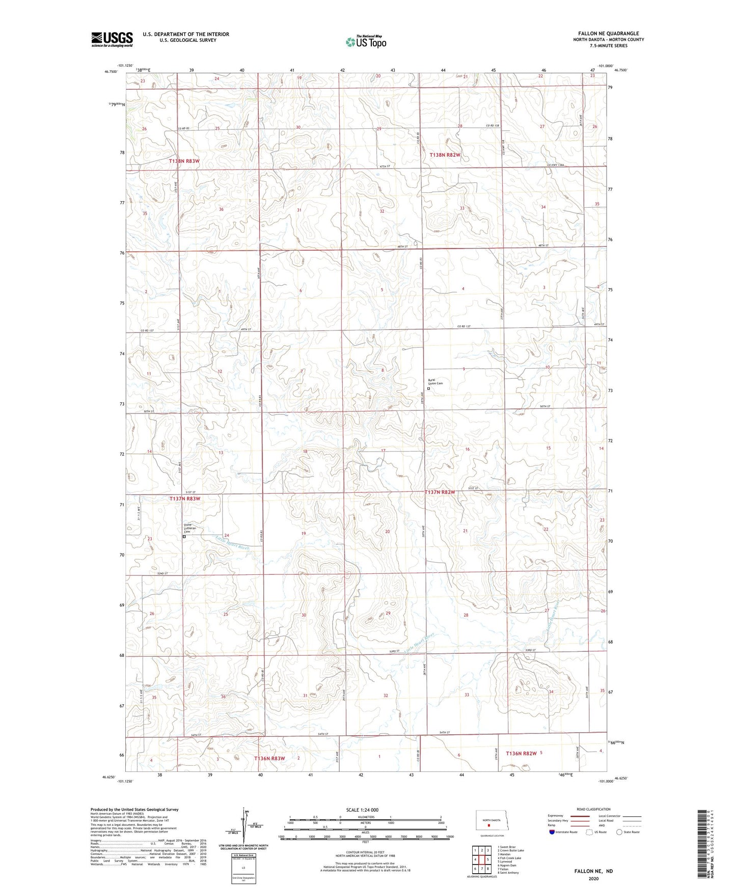 Fallon NE North Dakota US Topo Map Image