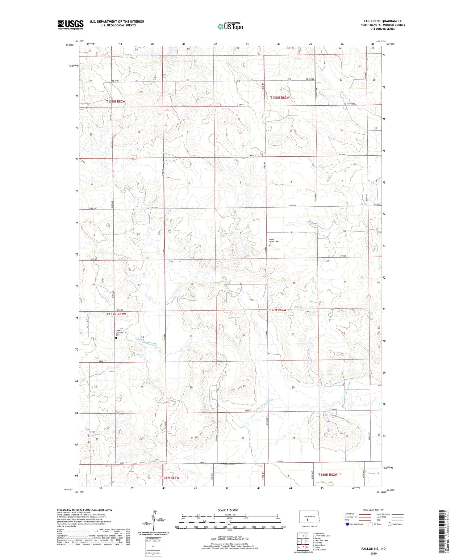 Fallon NE North Dakota US Topo Map Image