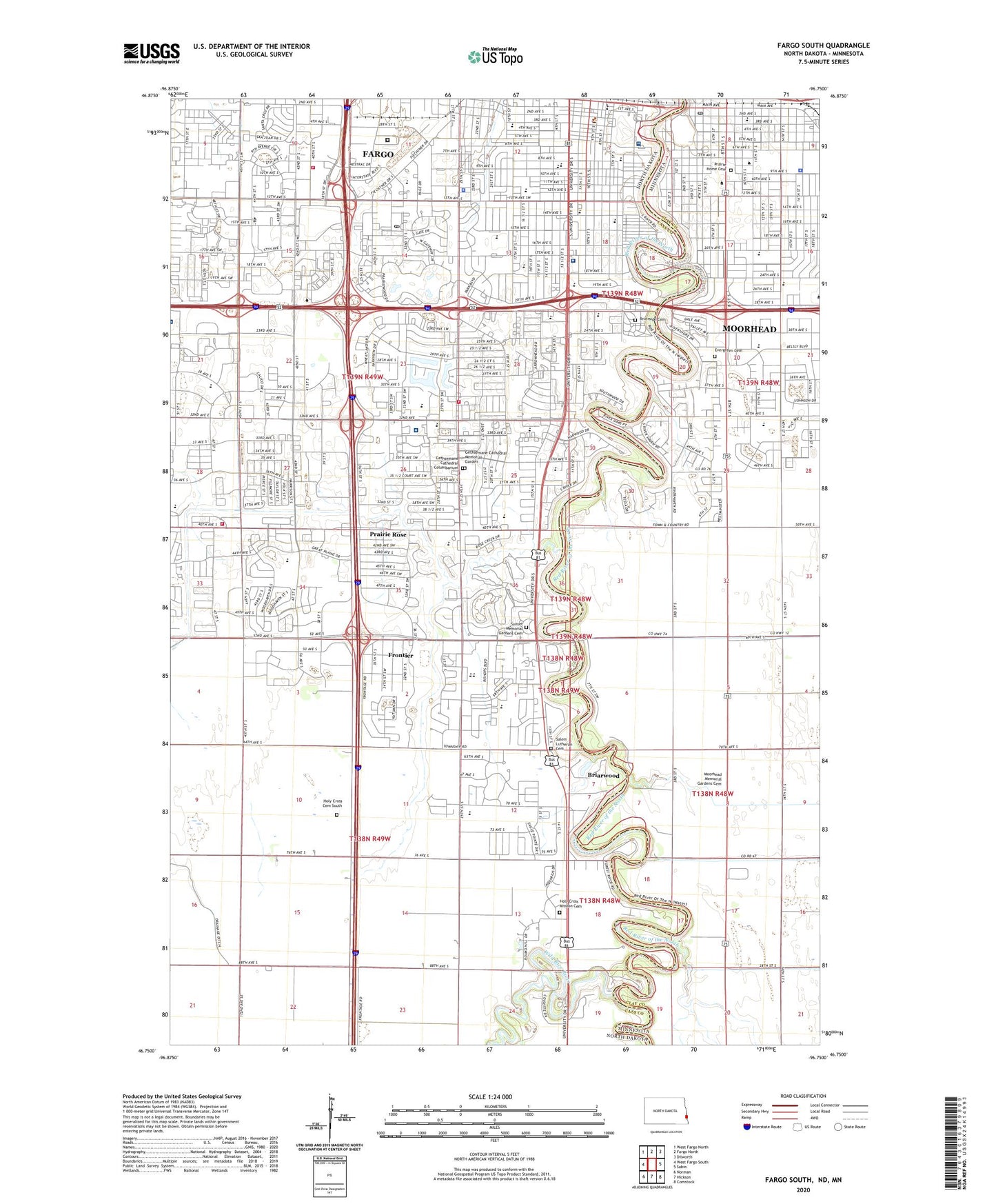 Fargo South North Dakota US Topo Map Image