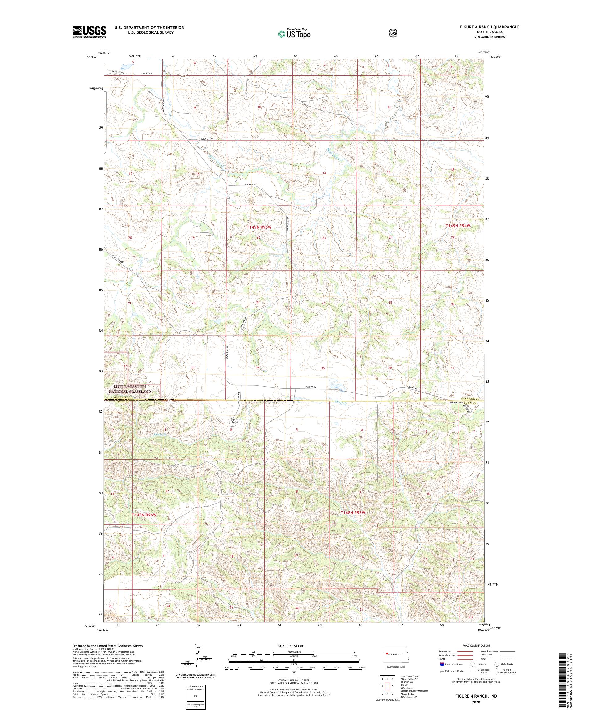 Figure 4 Ranch North Dakota US Topo Map – MyTopo Map Store