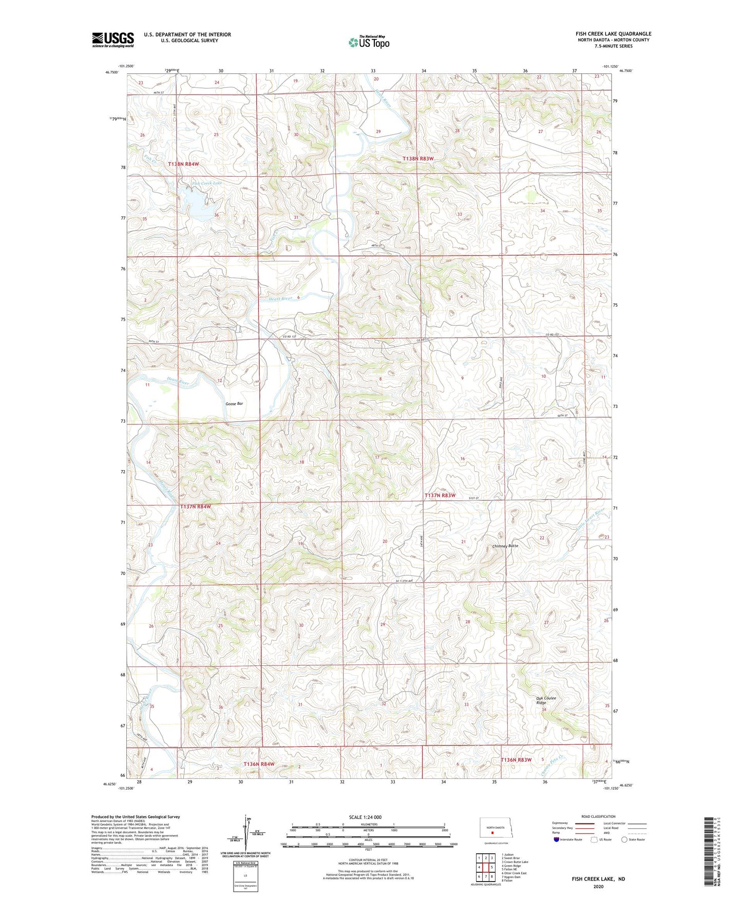 Fish Creek Lake North Dakota US Topo Map Image
