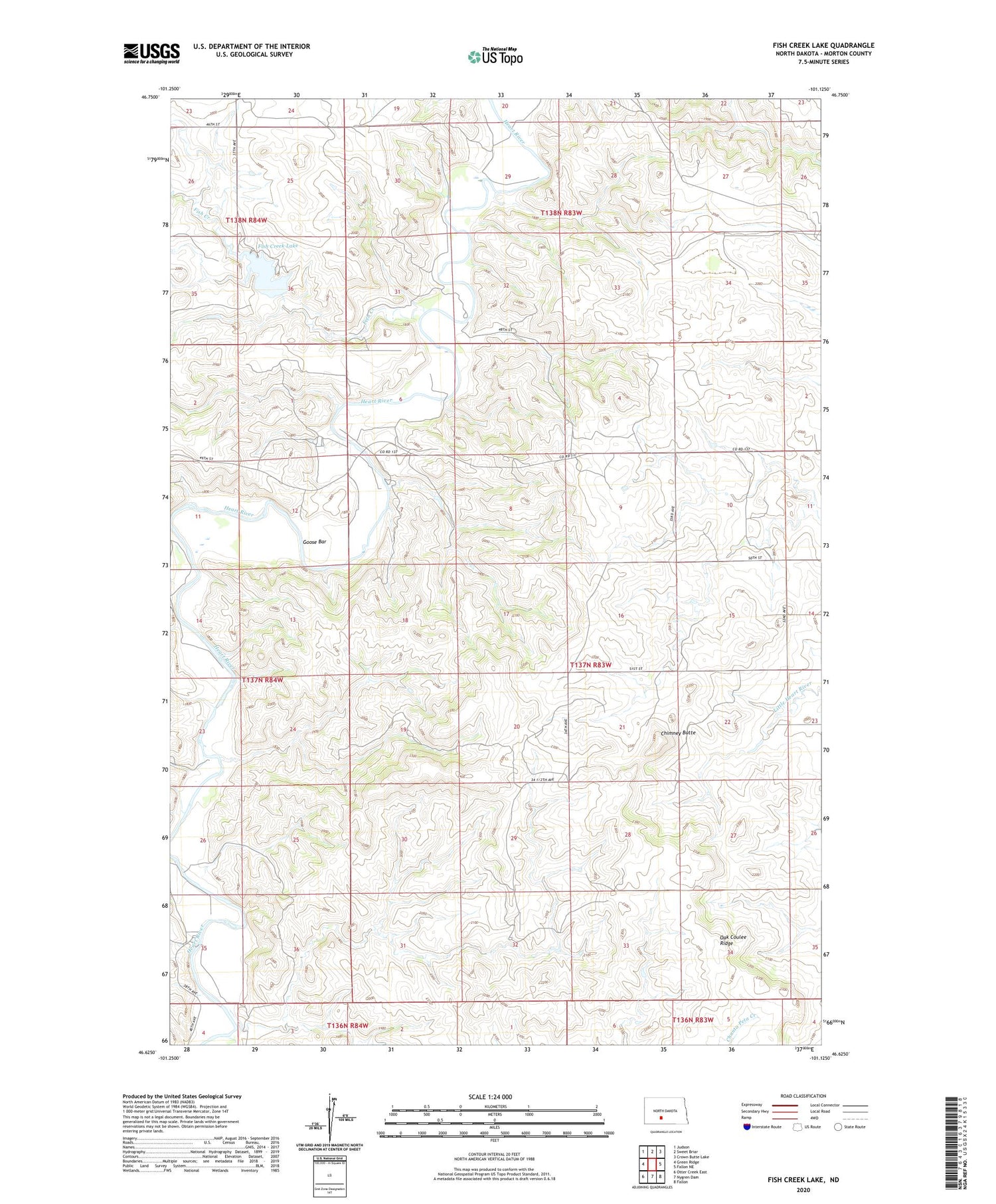 Fish Creek Lake North Dakota US Topo Map Image