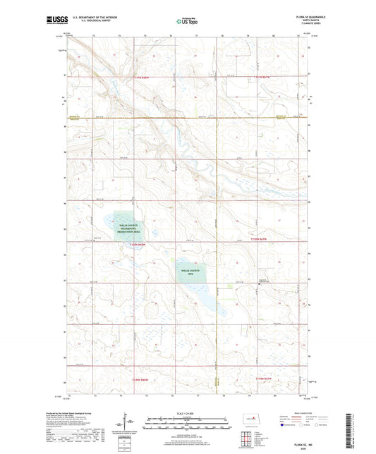 Flora SE North Dakota US Topo Map Image