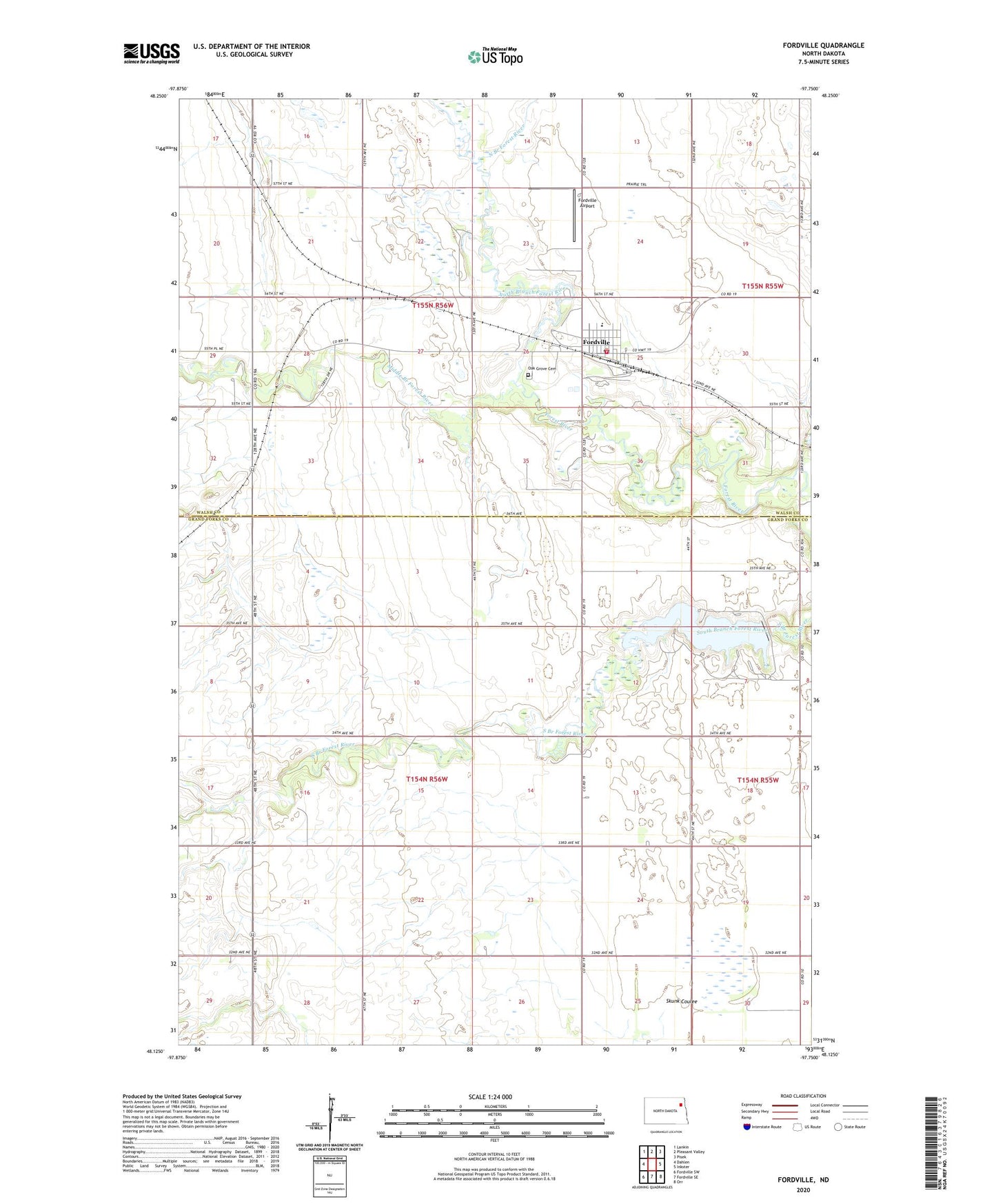 Fordville North Dakota US Topo Map Image