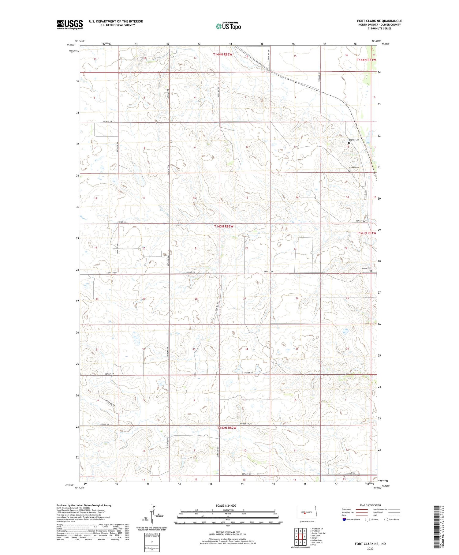 Fort Clark NE North Dakota US Topo Map Image