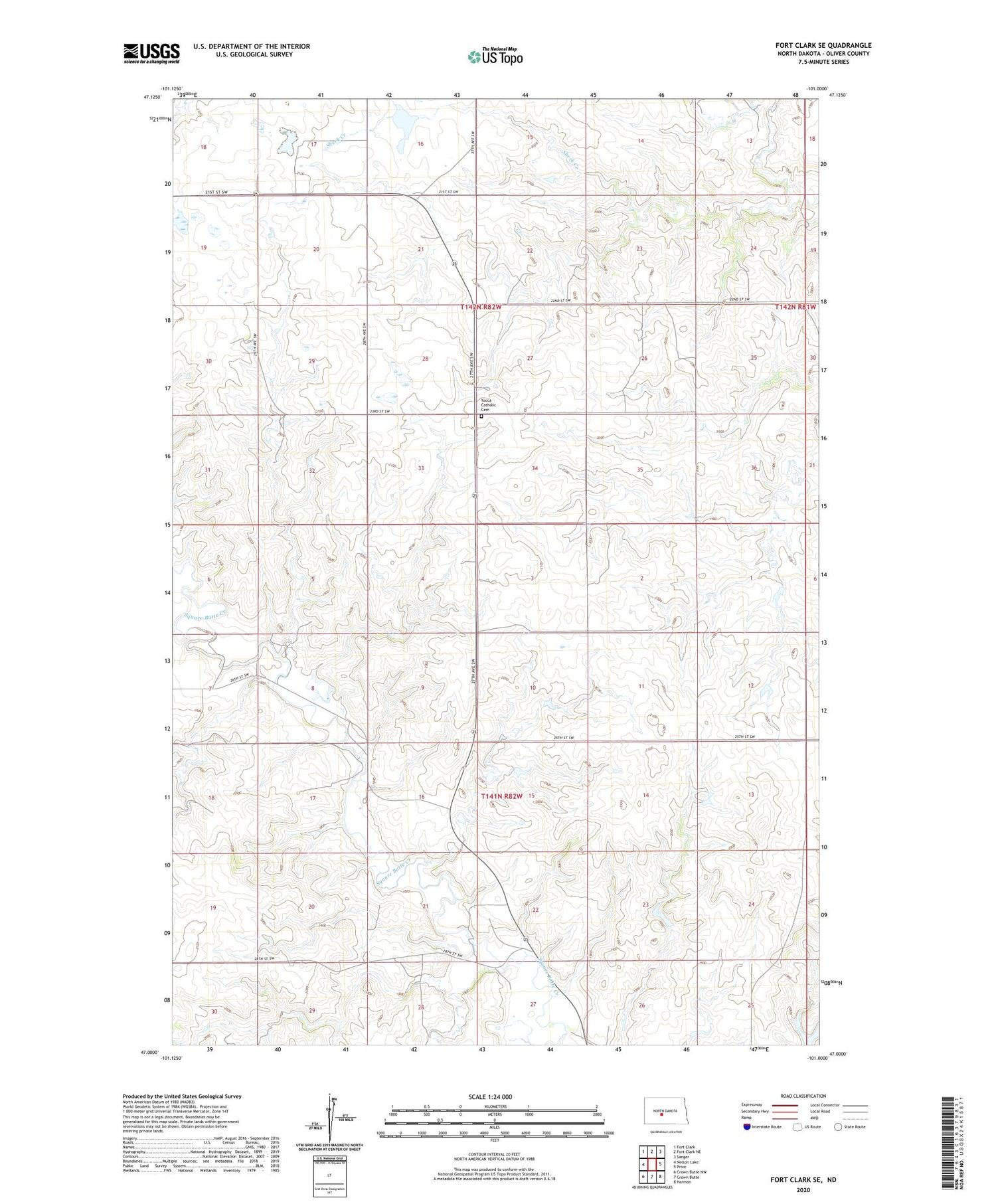 Fort Clark SE North Dakota US Topo Map Image