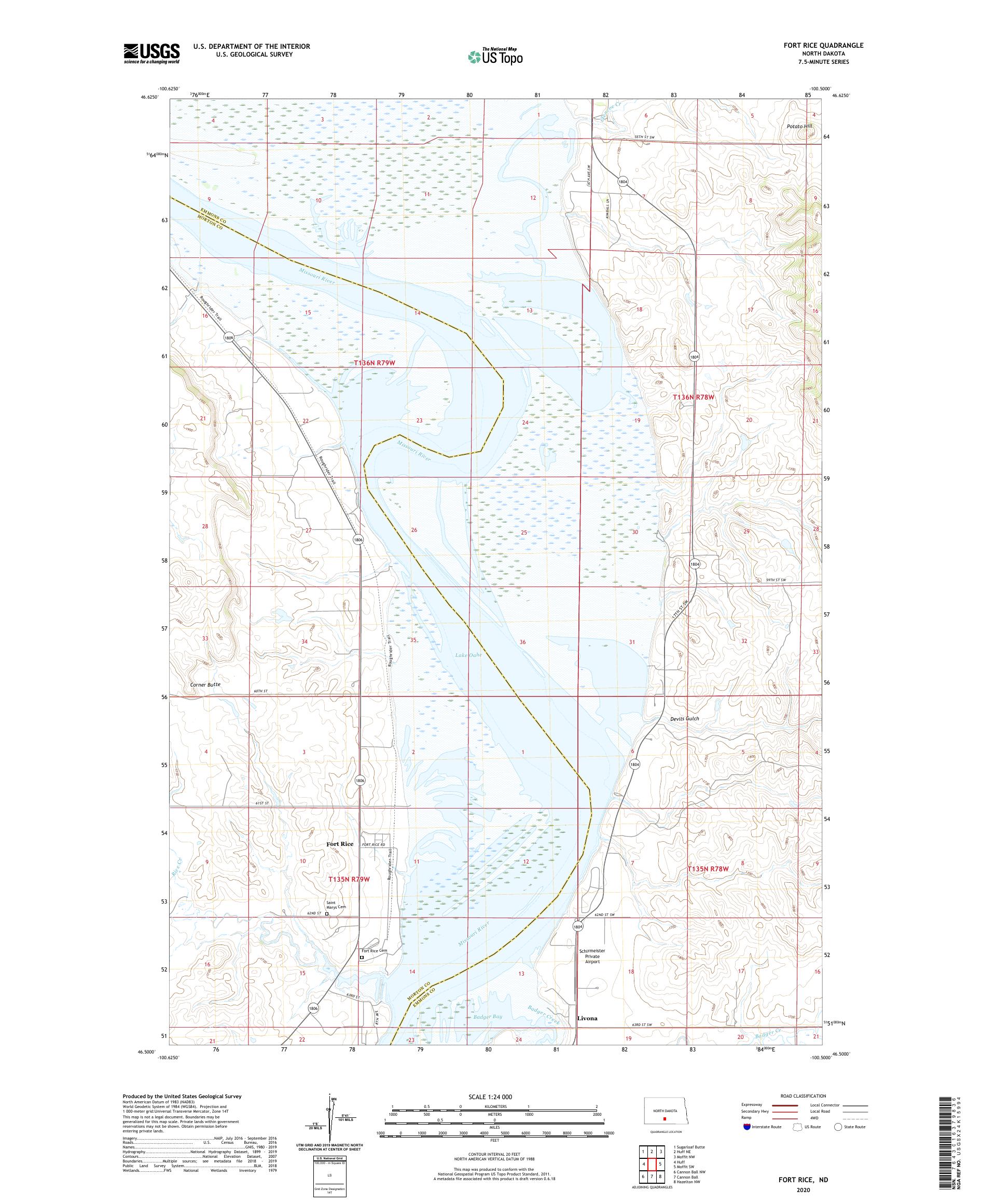 Fort Rice North Dakota US Topo Map – MyTopo Map Store
