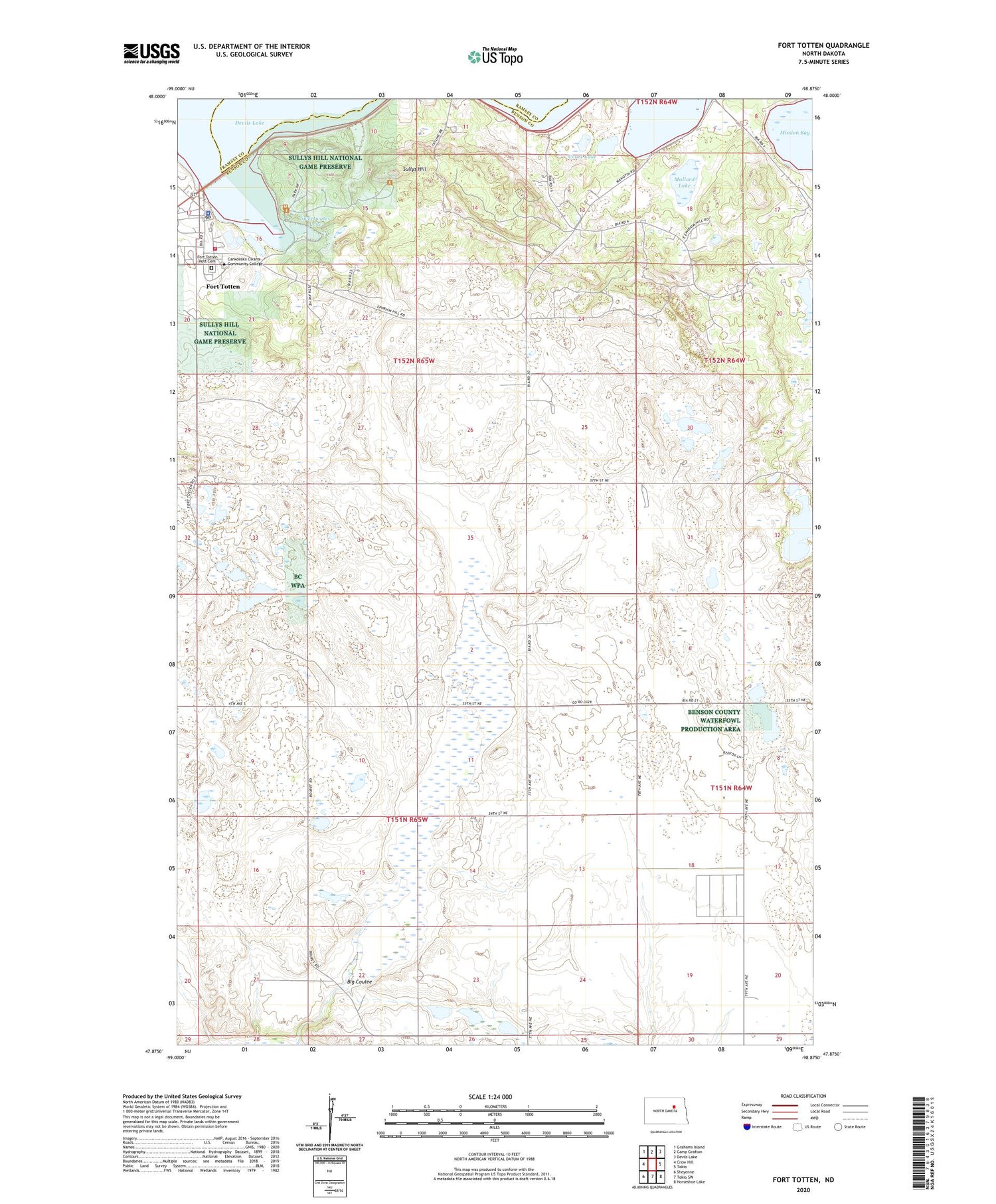Fort Totten North Dakota US Topo Map Image