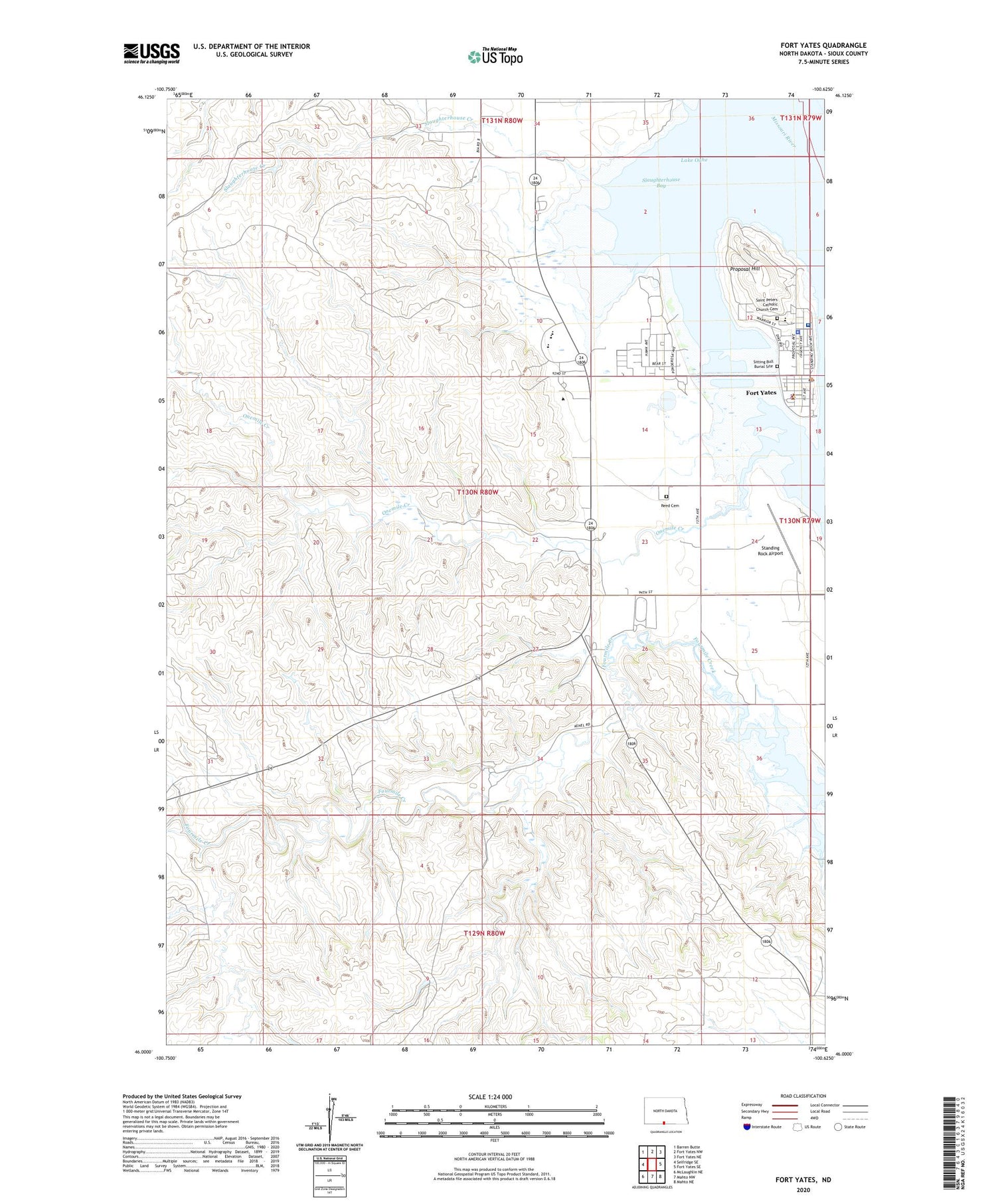 Fort Yates North Dakota US Topo Map Image