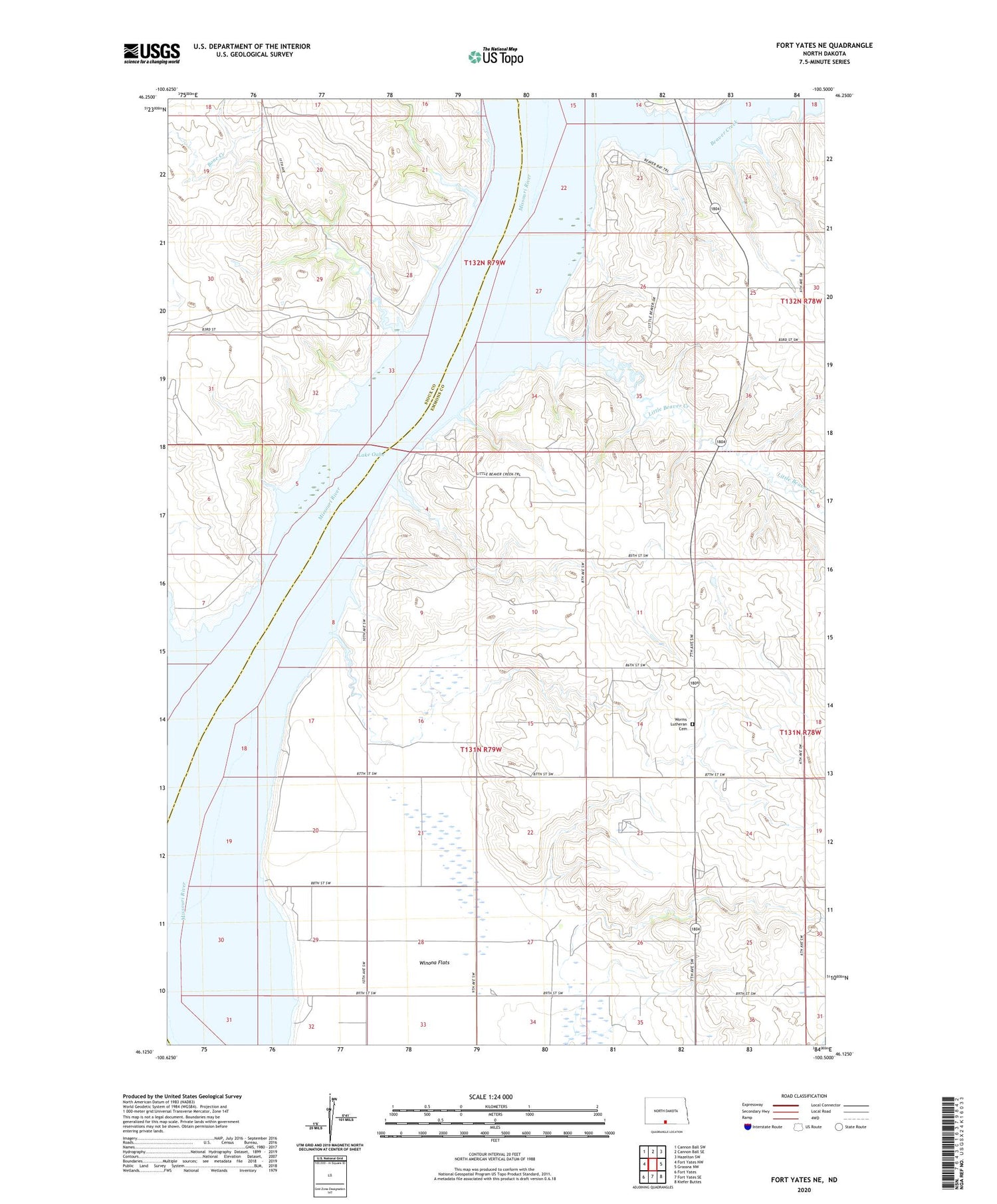Fort Yates NE North Dakota US Topo Map Image