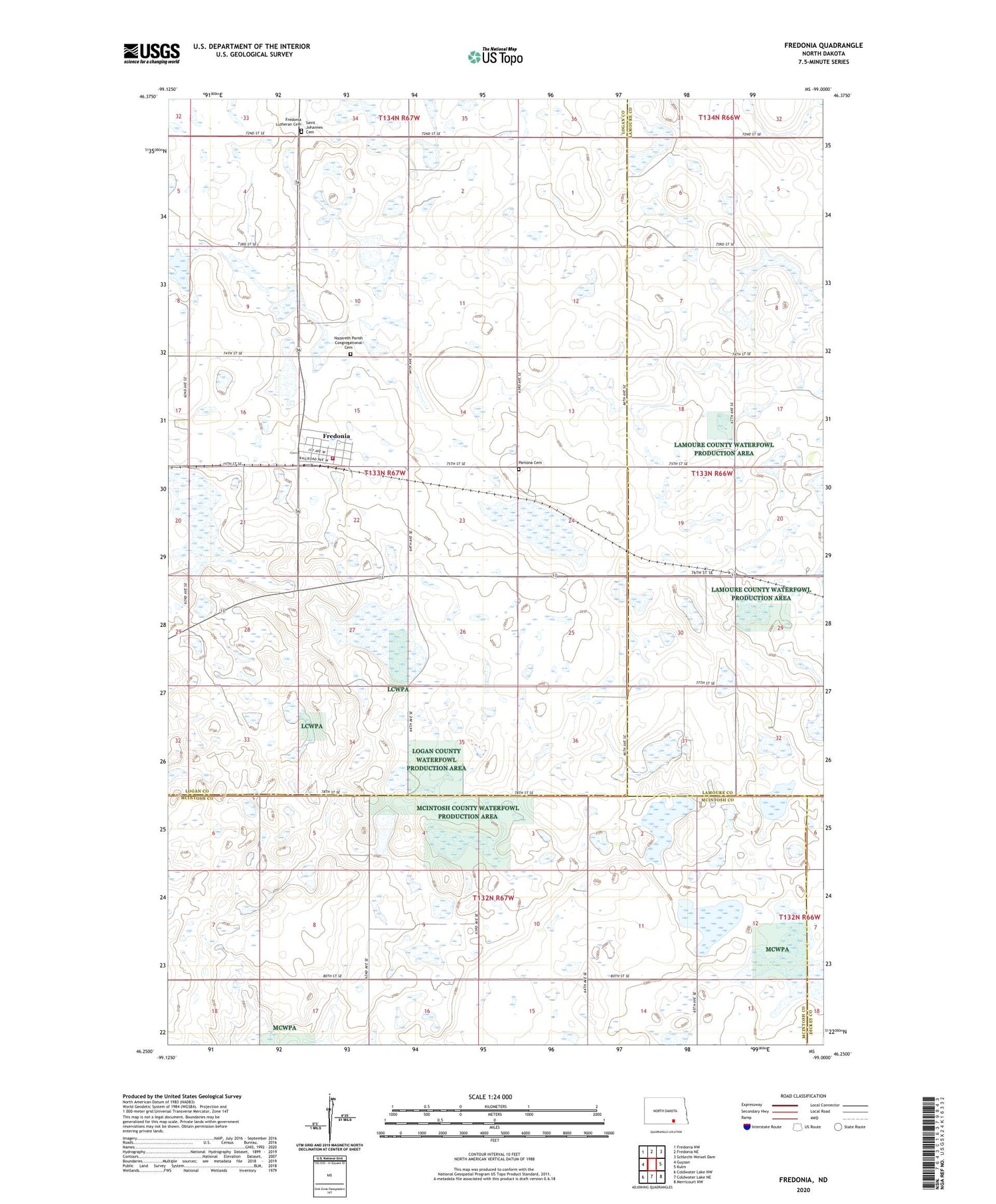 Fredonia North Dakota US Topo Map Image