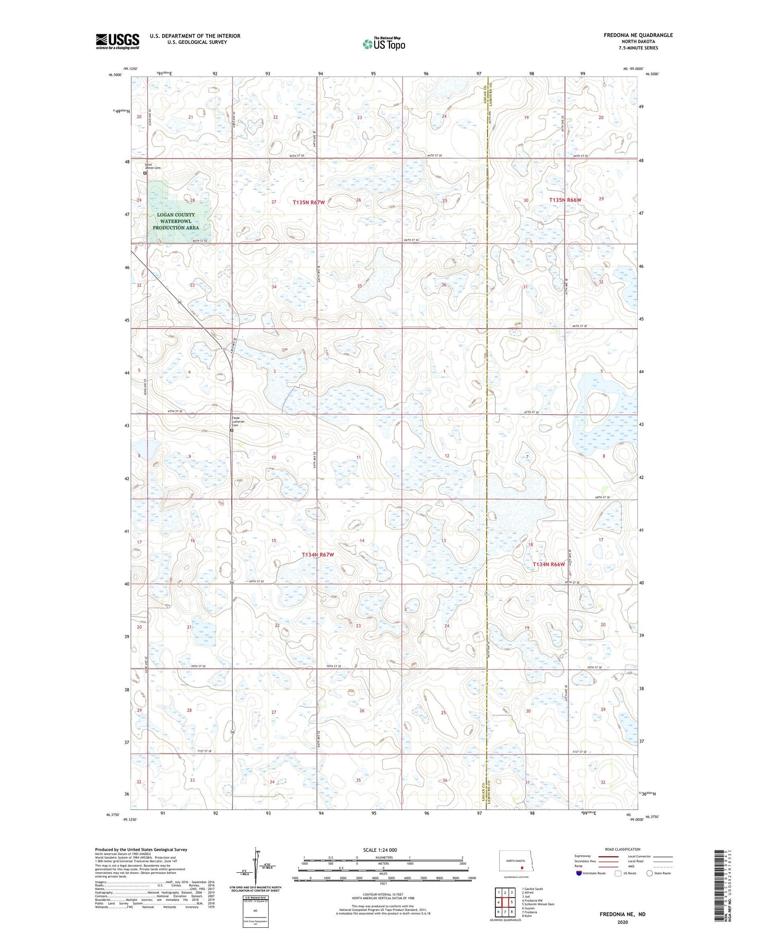 Fredonia NE North Dakota US Topo Map Image