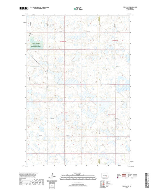 Fredonia NE North Dakota US Topo Map Image