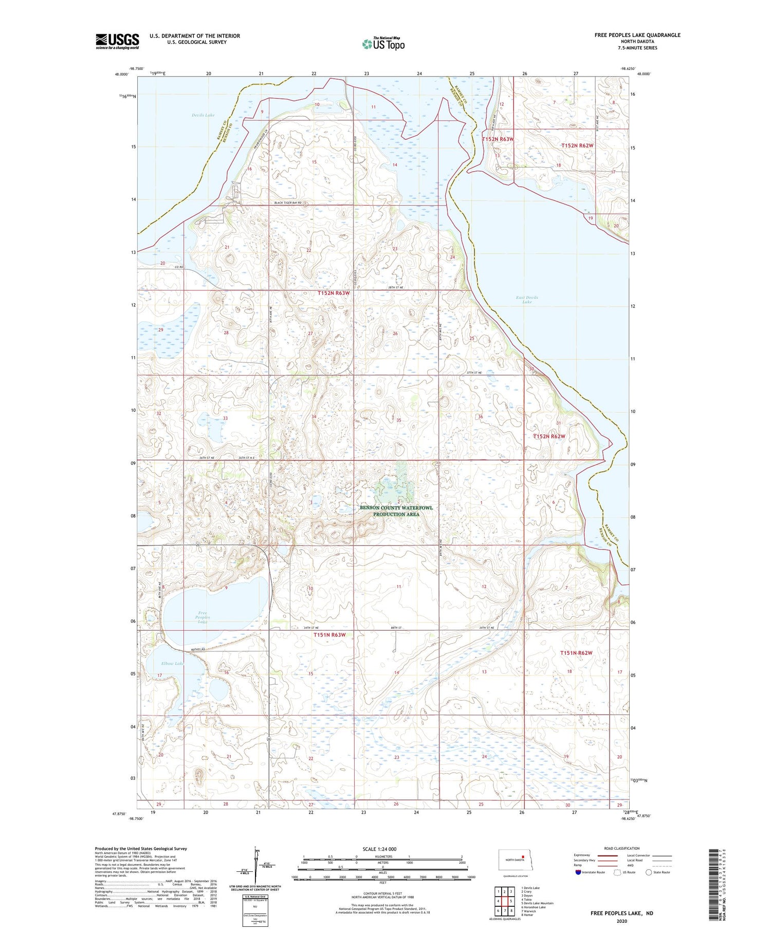 Free Peoples Lake North Dakota US Topo Map Image