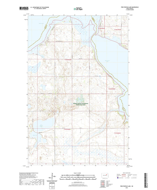 Free Peoples Lake North Dakota US Topo Map Image