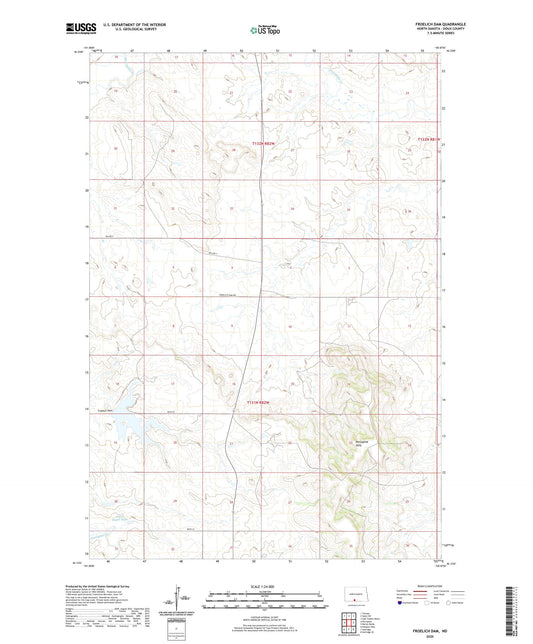 Froelich Dam North Dakota US Topo Map Image
