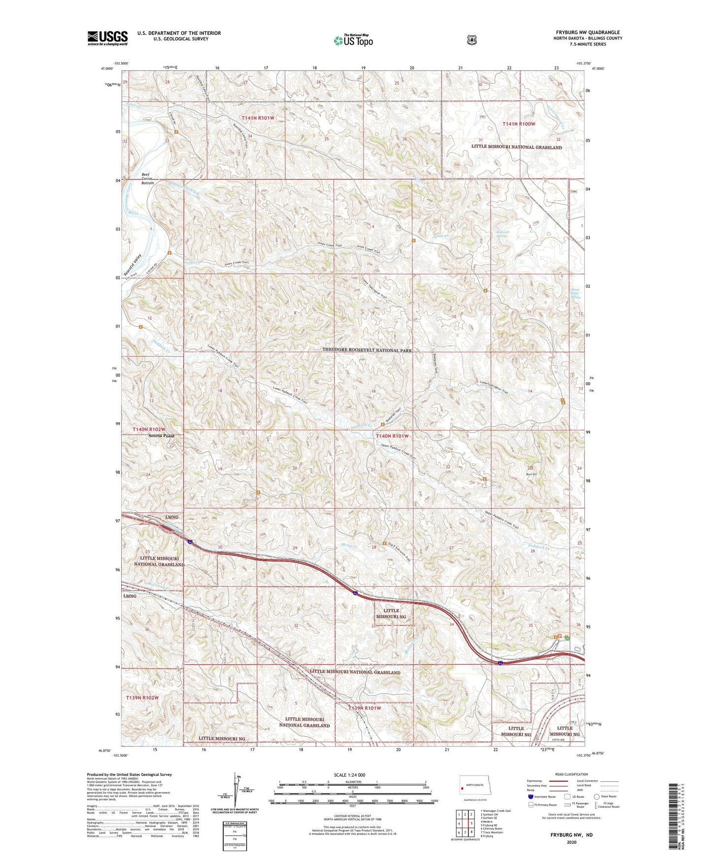 Fryburg NW North Dakota US Topo Map Image