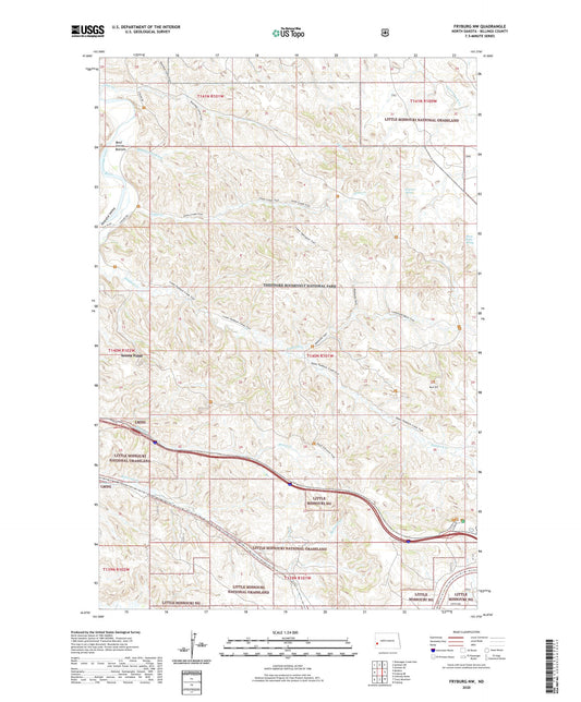 Fryburg NW North Dakota US Topo Map Image