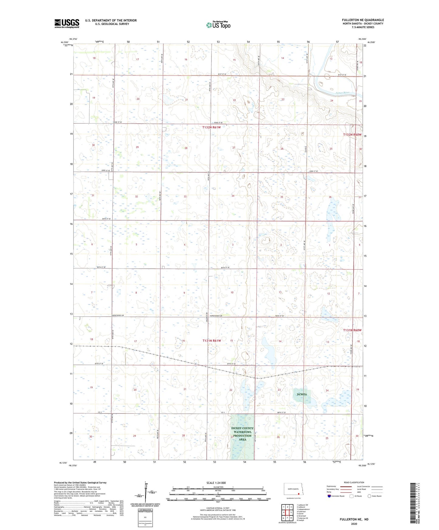 Fullerton NE North Dakota US Topo Map Image