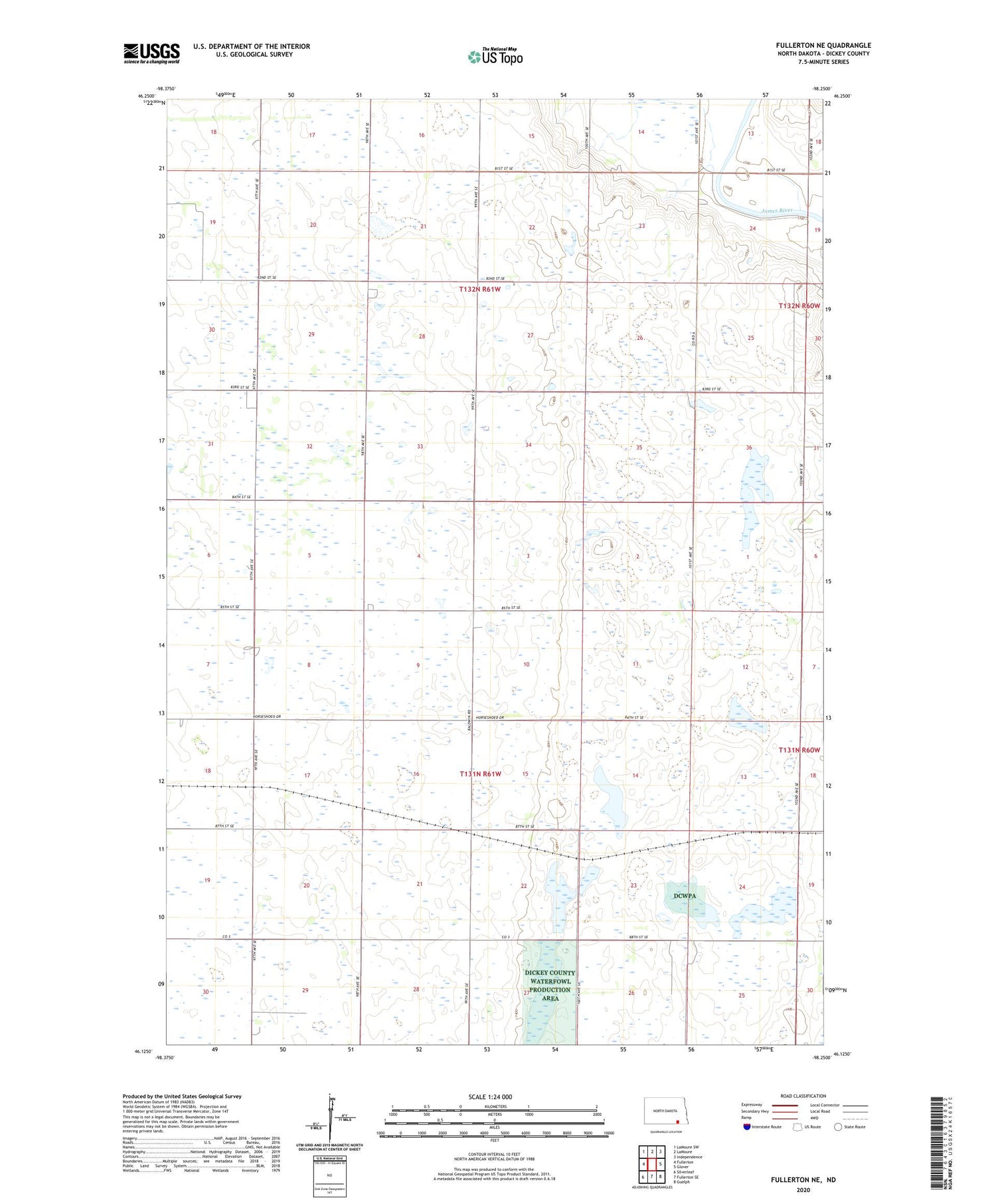 Fullerton NE North Dakota US Topo Map Image