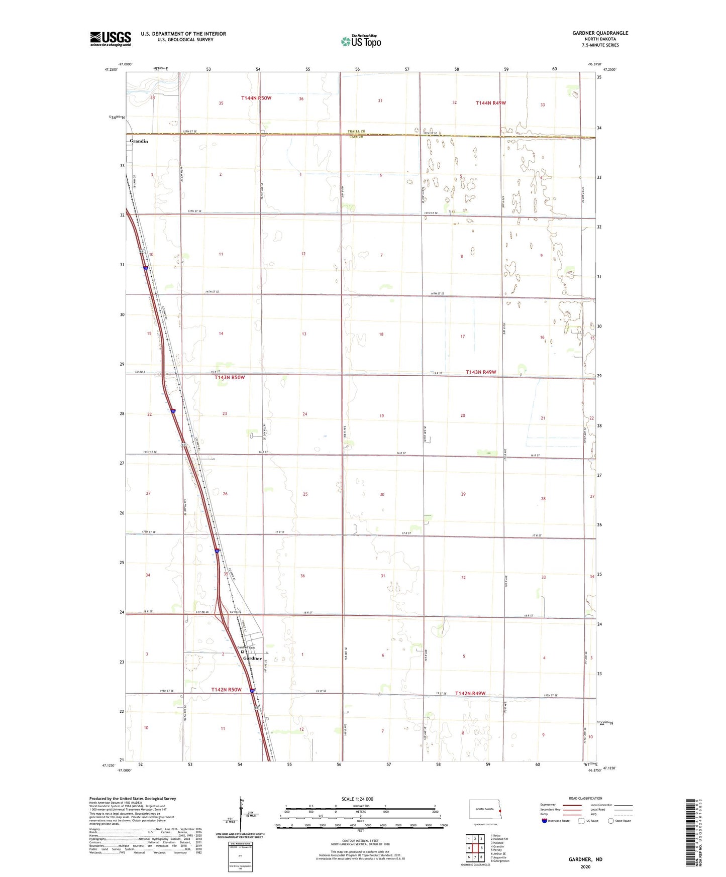Gardner North Dakota US Topo Map Image