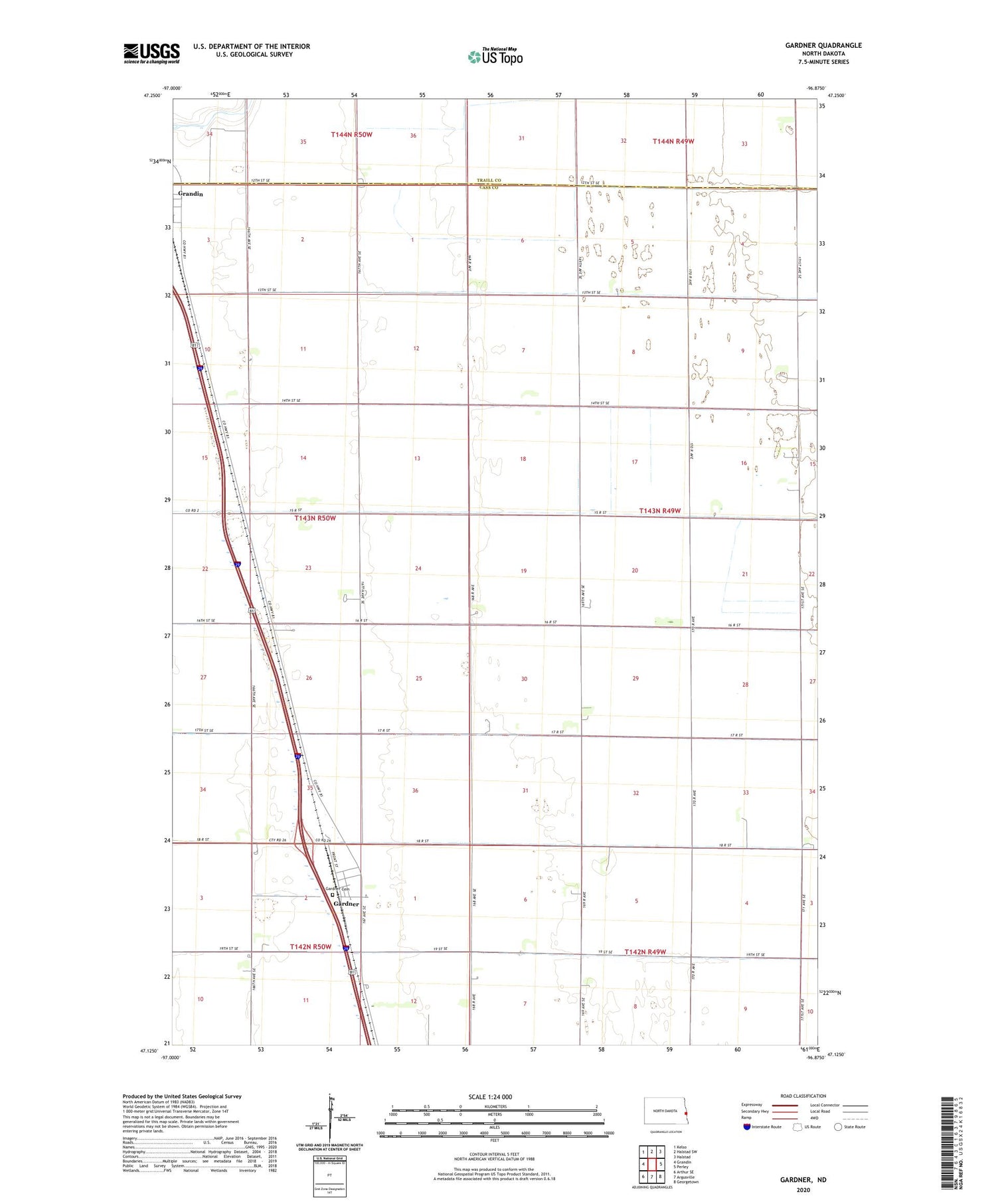 Gardner North Dakota US Topo Map Image