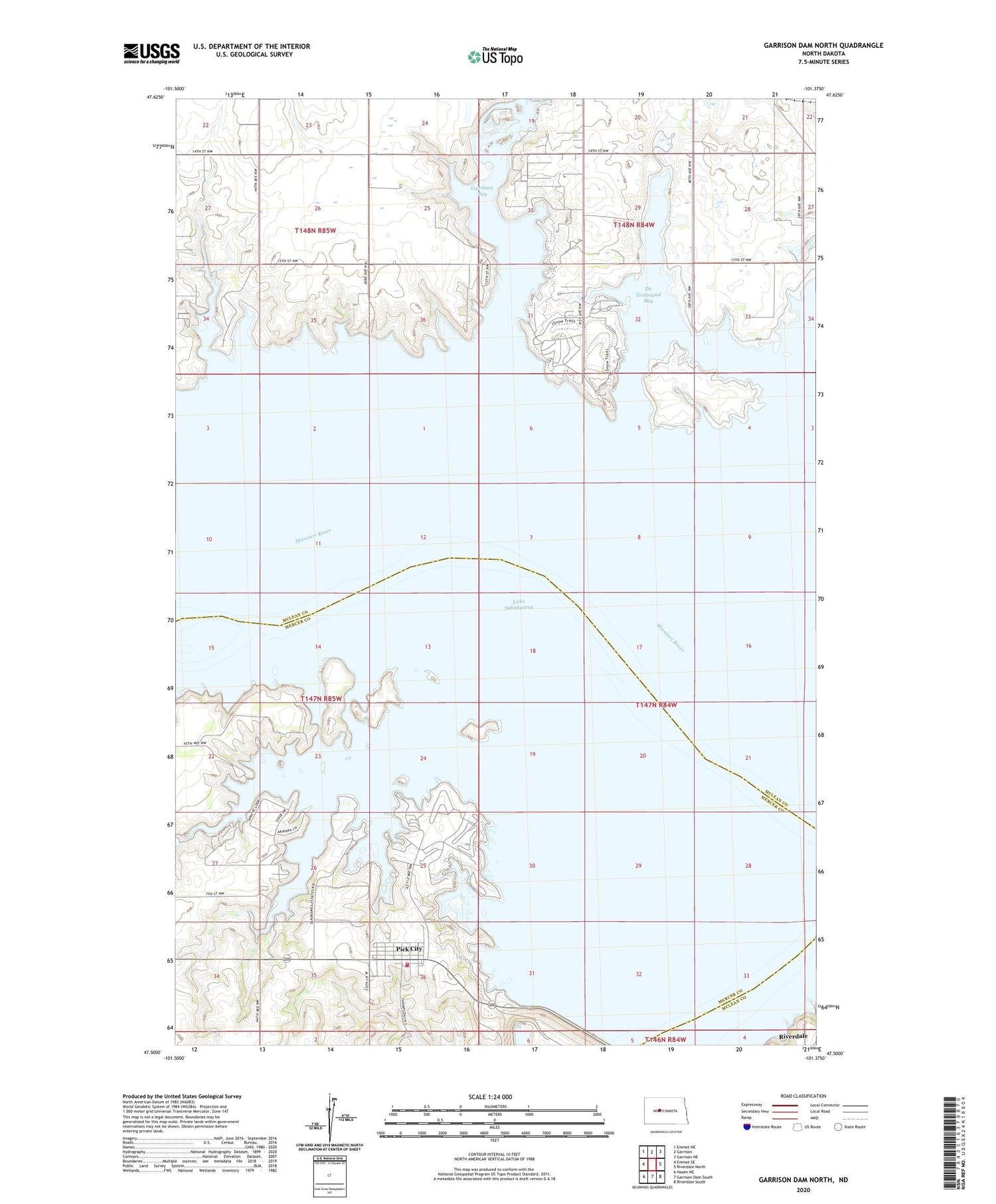 Garrison Dam North North Dakota US Topo Map Image
