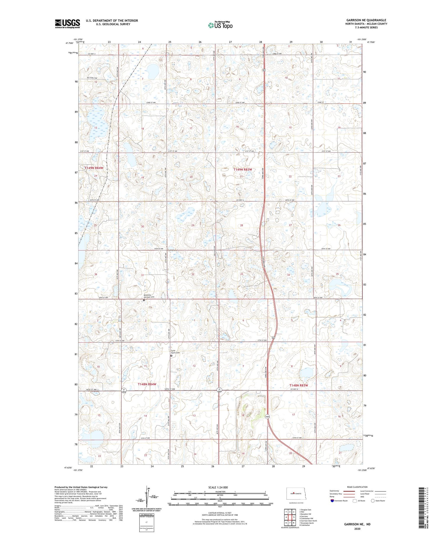 Garrison NE North Dakota US Topo Map Image